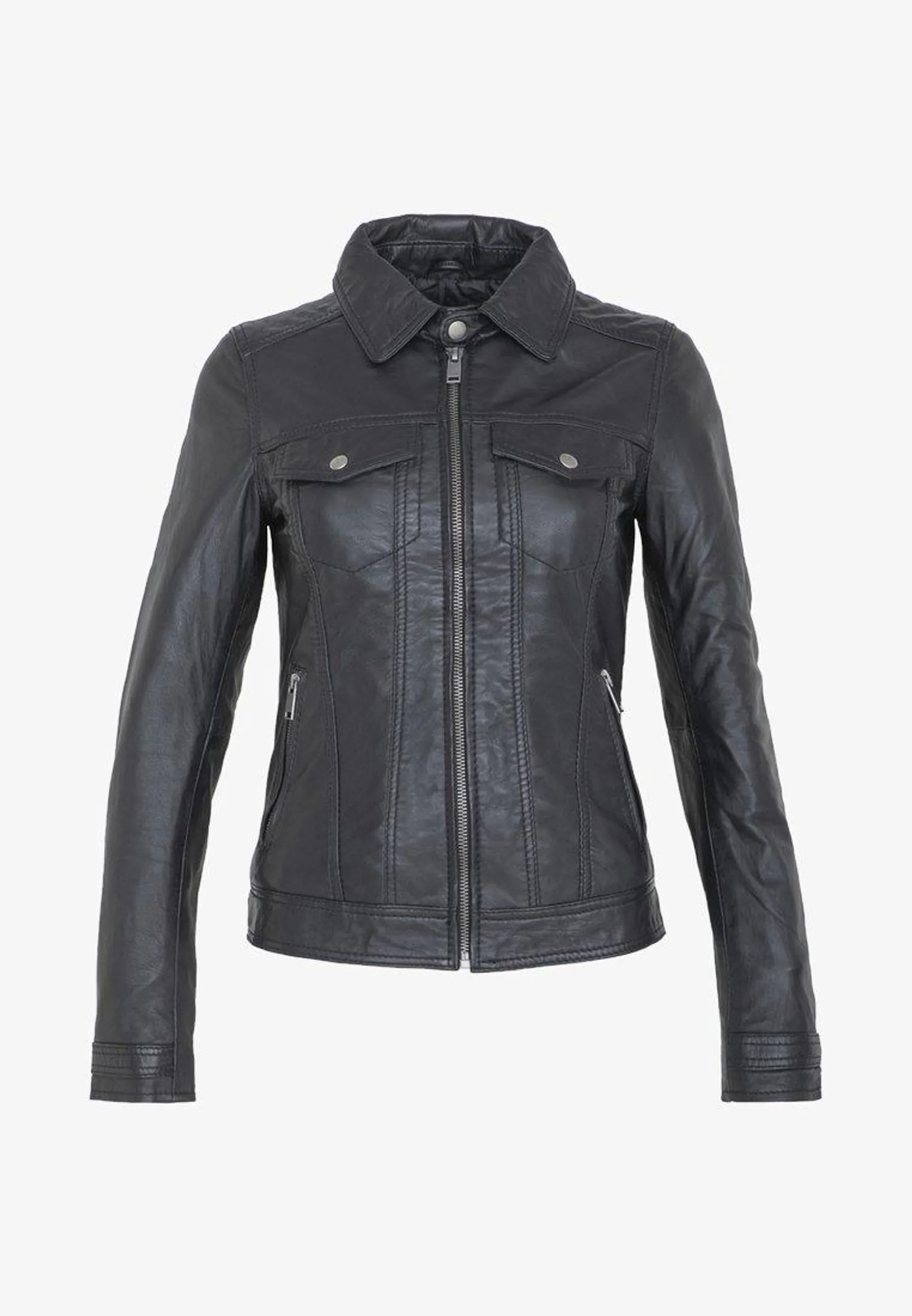 LAUDINE - Chaqueta de cuero - black