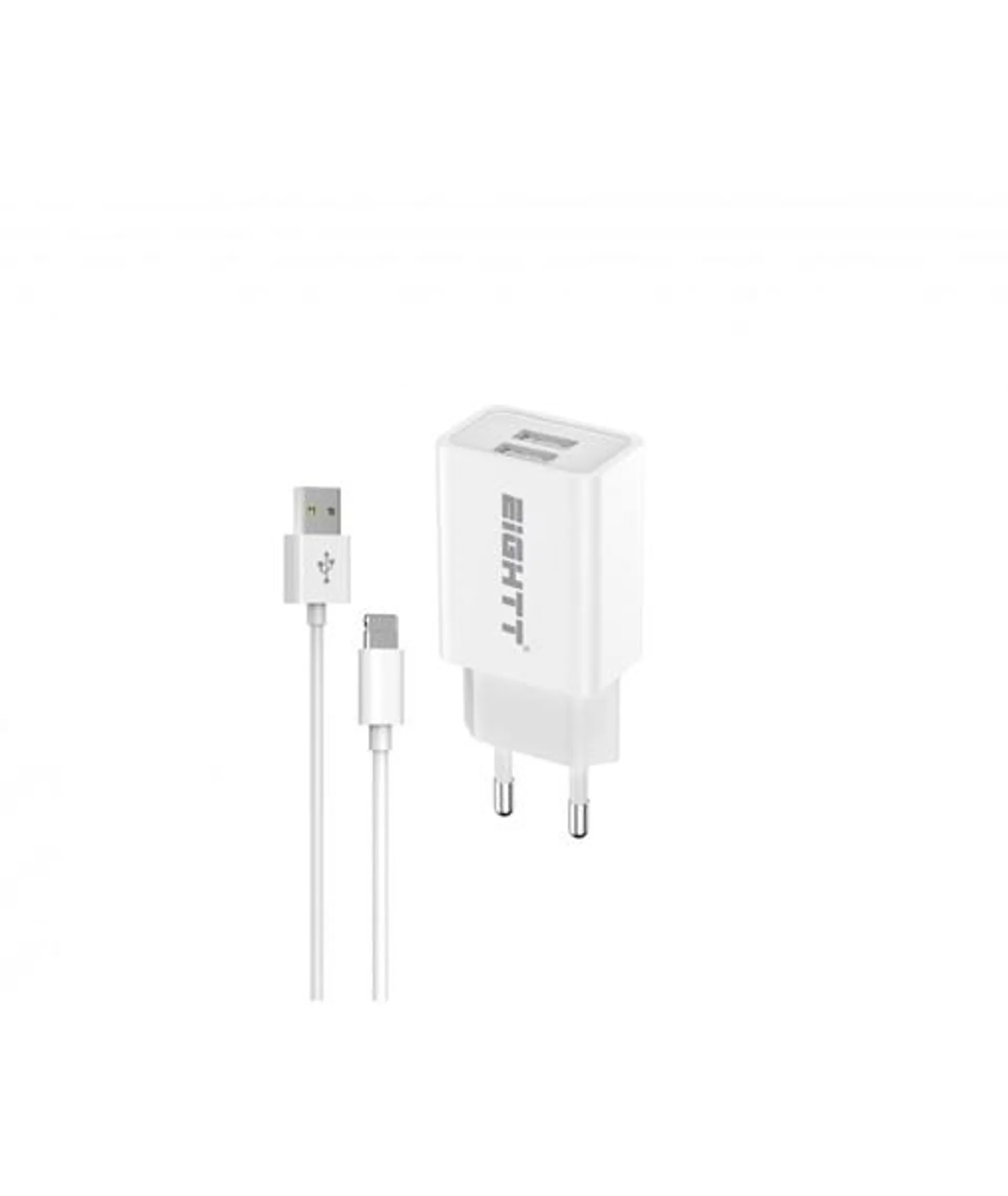 EIGHTT CARGADOR SMARTPHONE-TABLET 5V 2.4A CON CABLE LIGHTNING