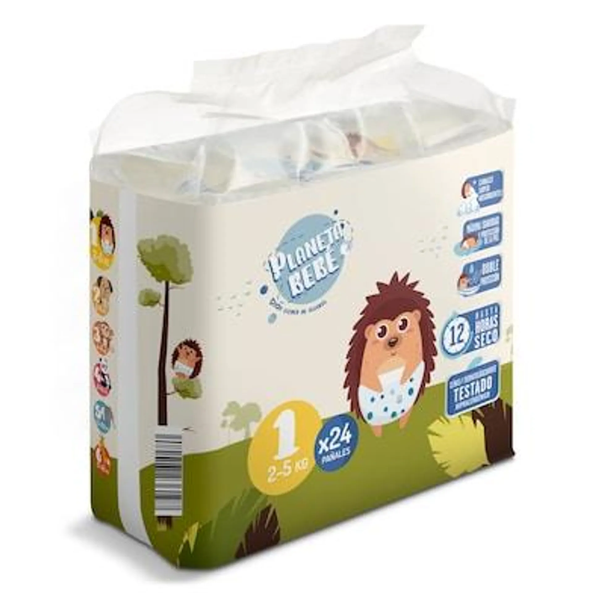 Pañales 2-5 kgs talla 1 Planeta Bebé de Dia bolsa 24 unidades