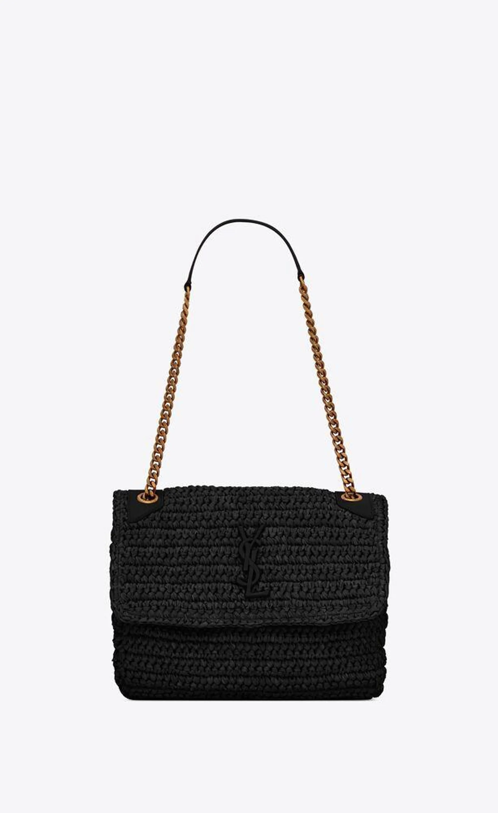 bolso mediano niki de rafia y piel