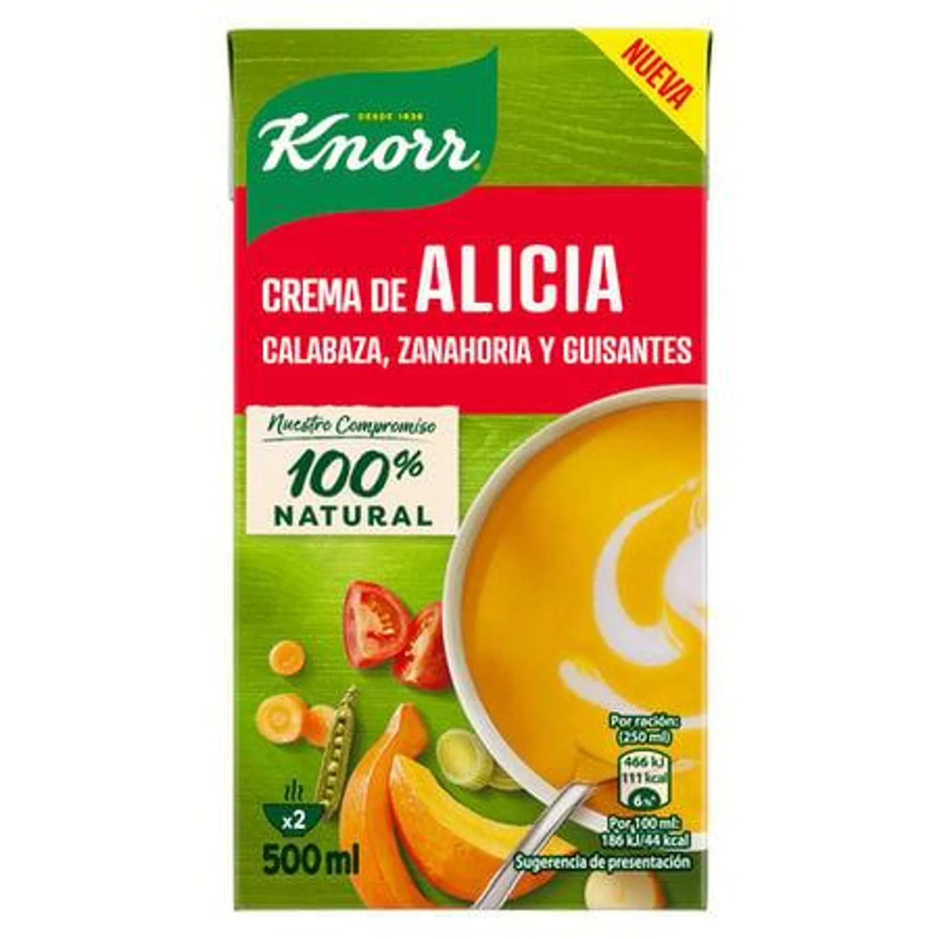 Crema con calabaza zanahoria y guisantes Knorr 500ml