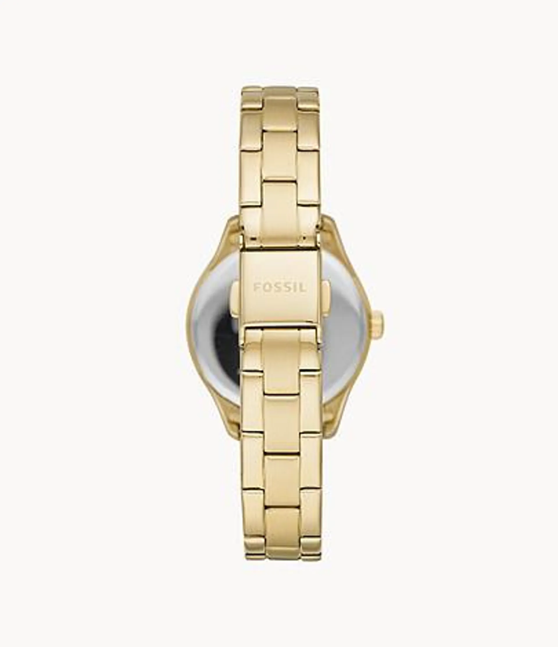 Reloj Rye de acero inoxidable en tono dorado con tres agujas y fecha