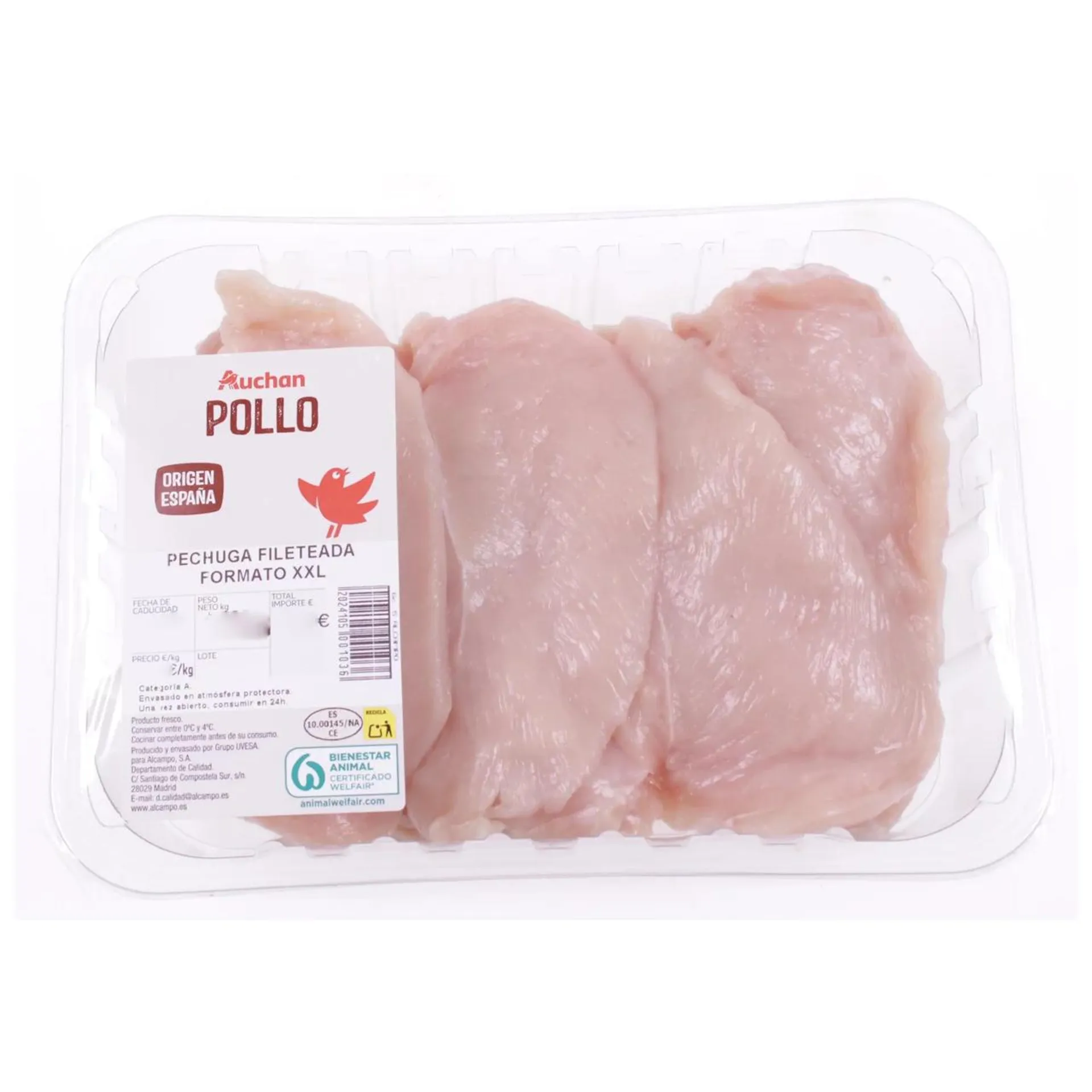 AUCHAN Pechuga fileteada XXL. Producto Alcampo