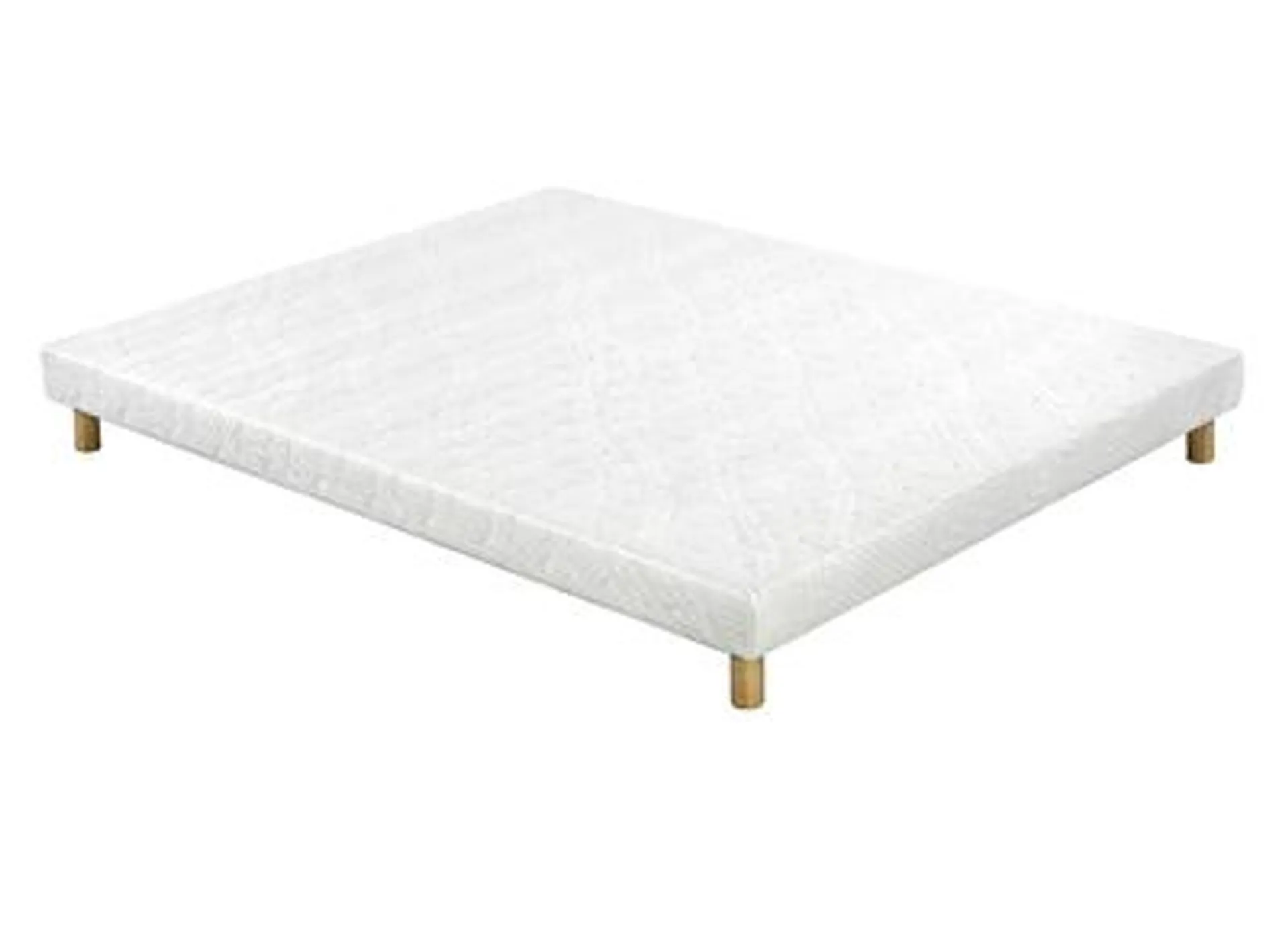 Somier tapizado en blanco con patas de madera 140 × 200 cm JAMI