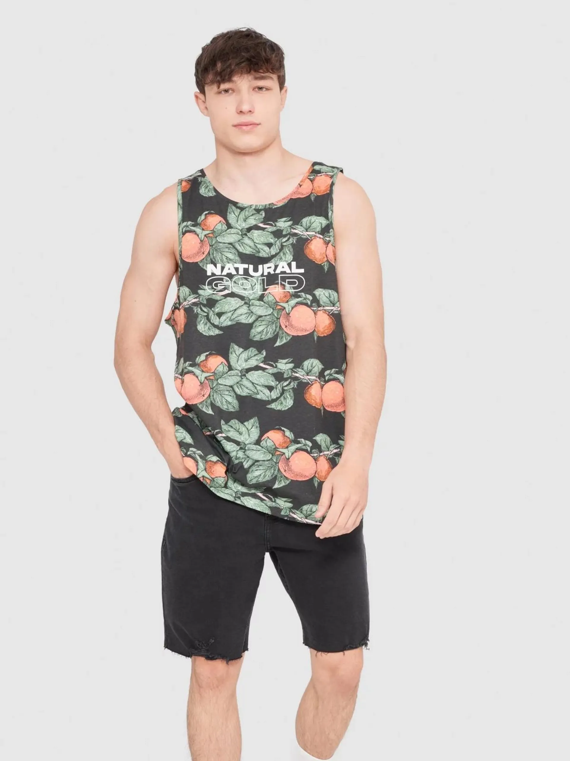 Camiseta de tirantes estampado frutas