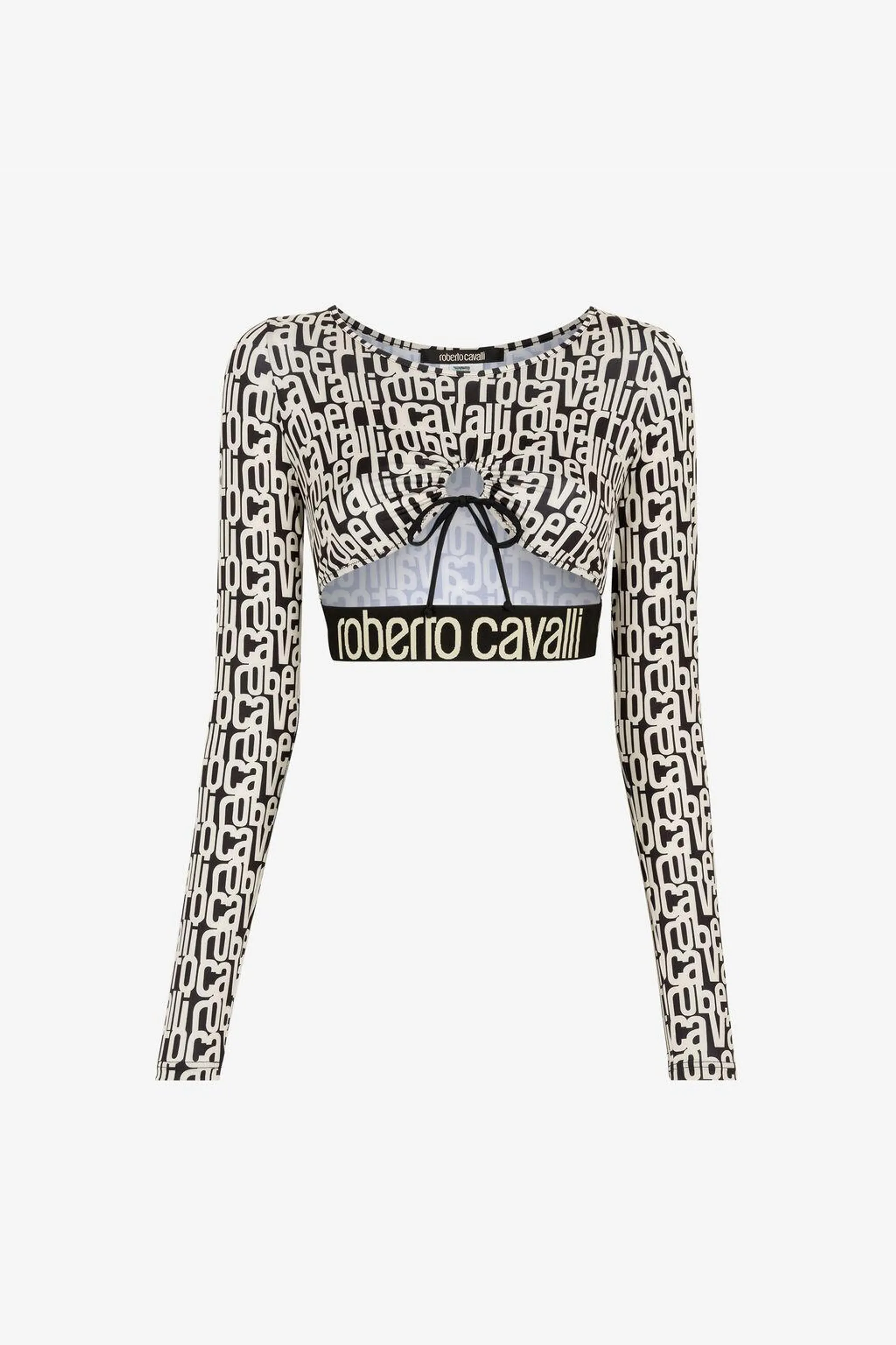 Crop top con abertura y estampado de logotipos