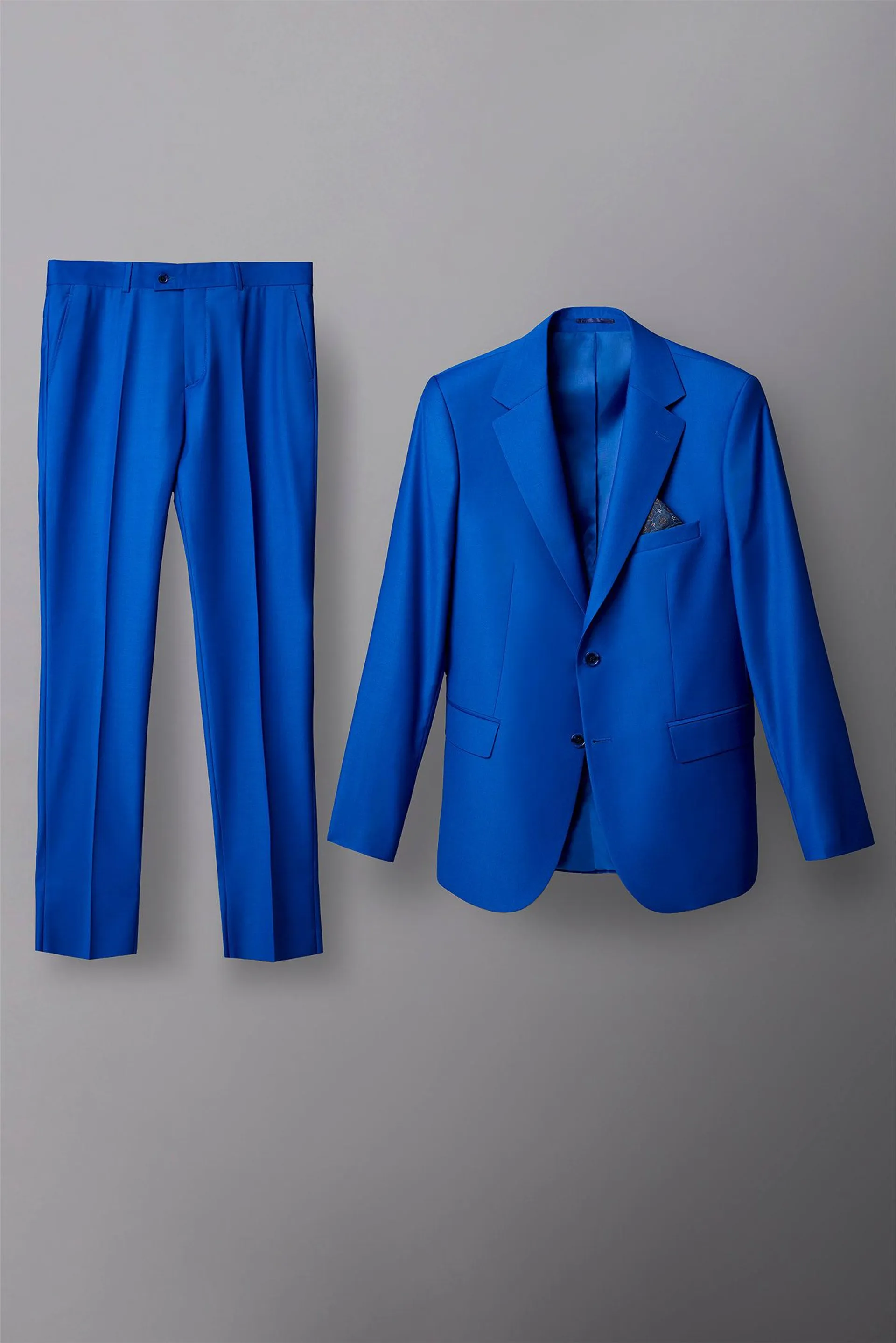 Polyviscose Man Suit Blue Plain