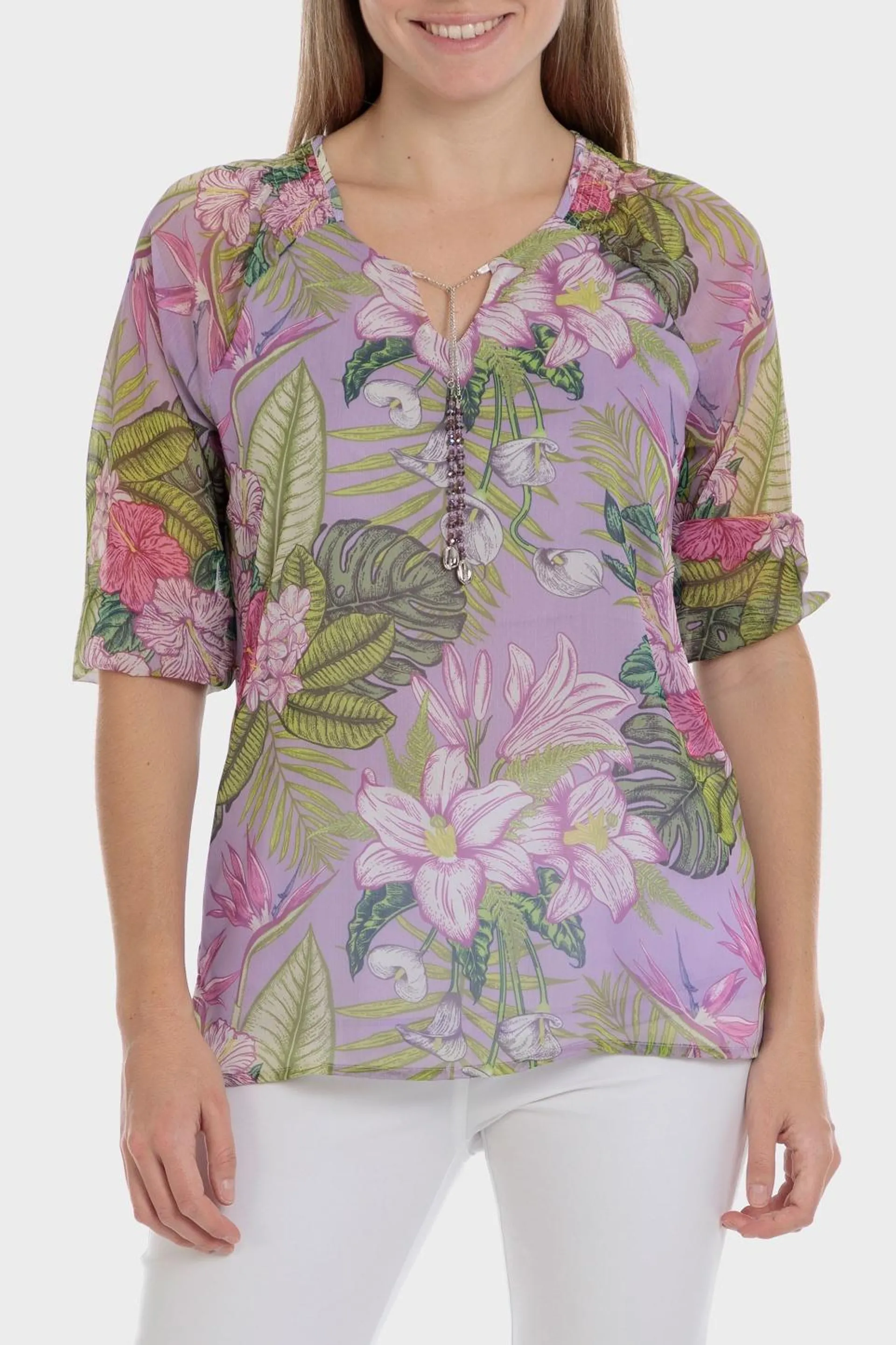 Blusa estampado tropical