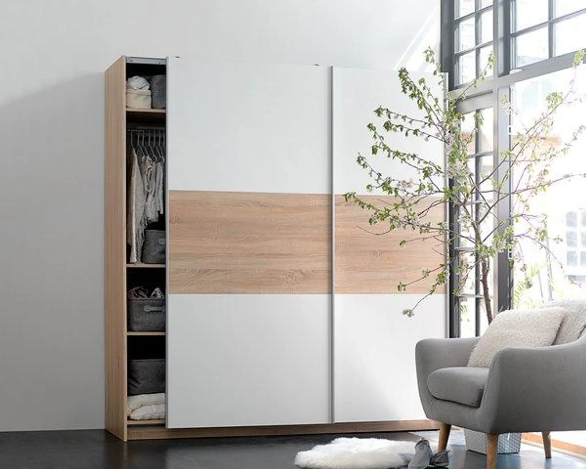 Armoire SATTRUP 201x219 blanc/chêne