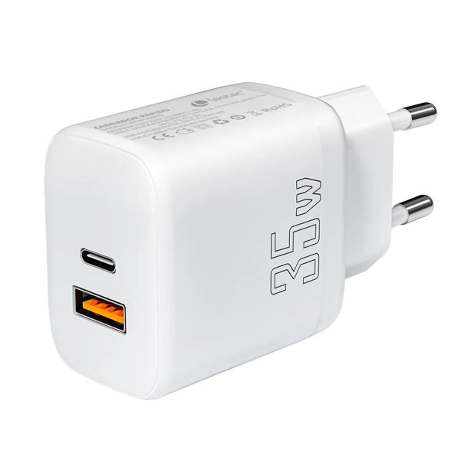 CARGADOR LEOTEC 35W 1 USB C PD-1 USB A NEGRO COMPATIBLE CON APPLE Y SAMSUNG