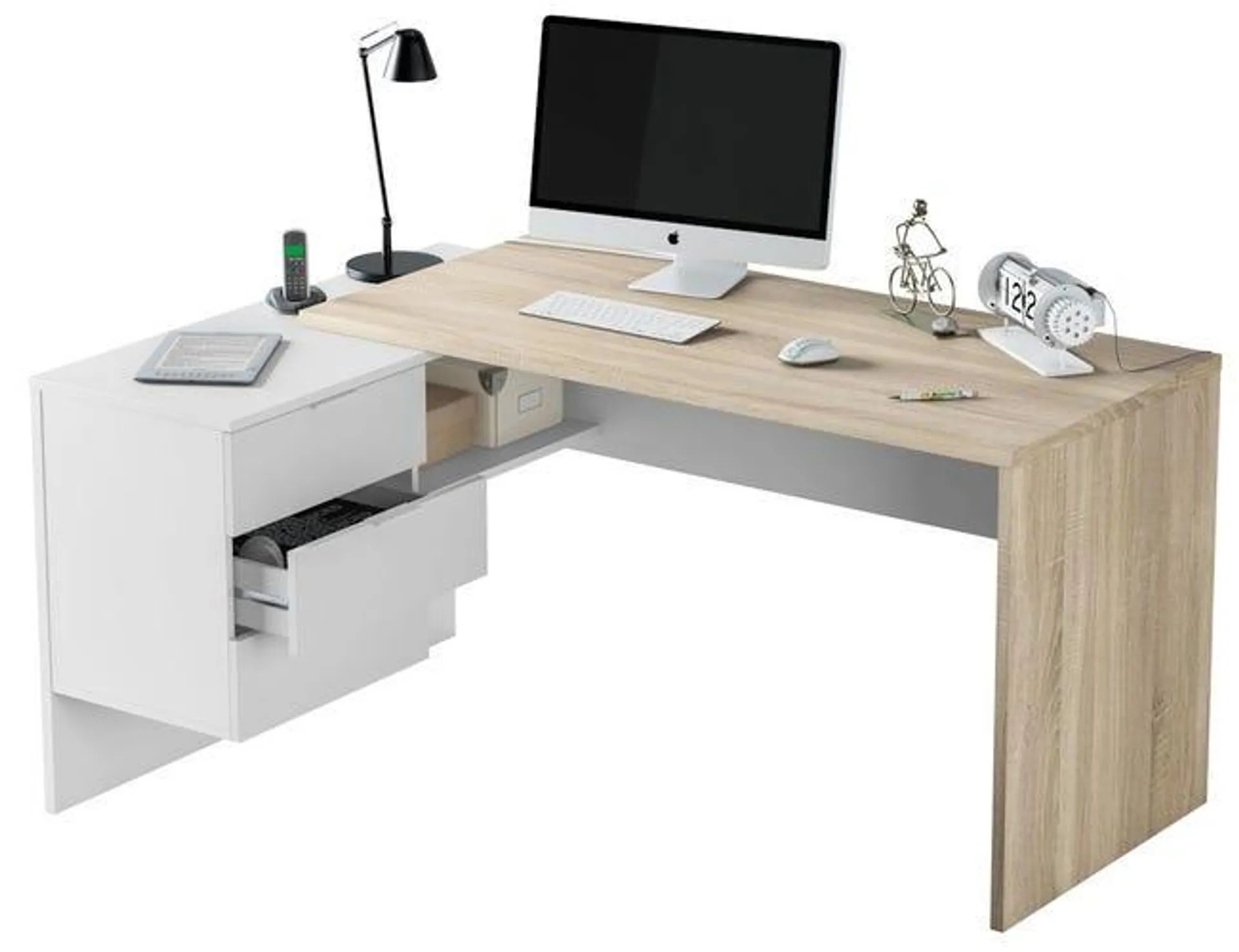 Mesa despacho Office con Buc roble y blanco