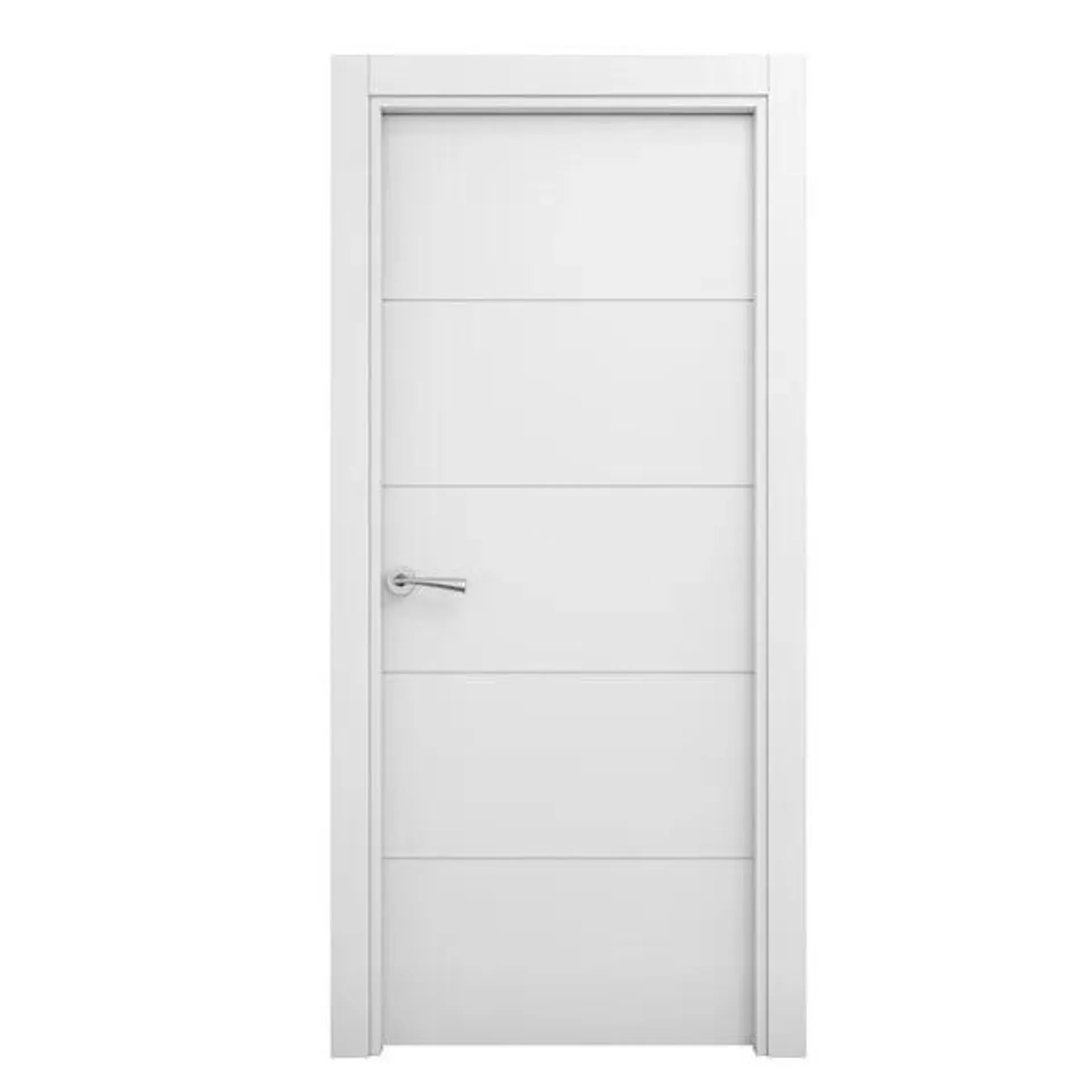 Puerta maciza lacada LOR blanca 72,5 cm derecha con tapajuntas