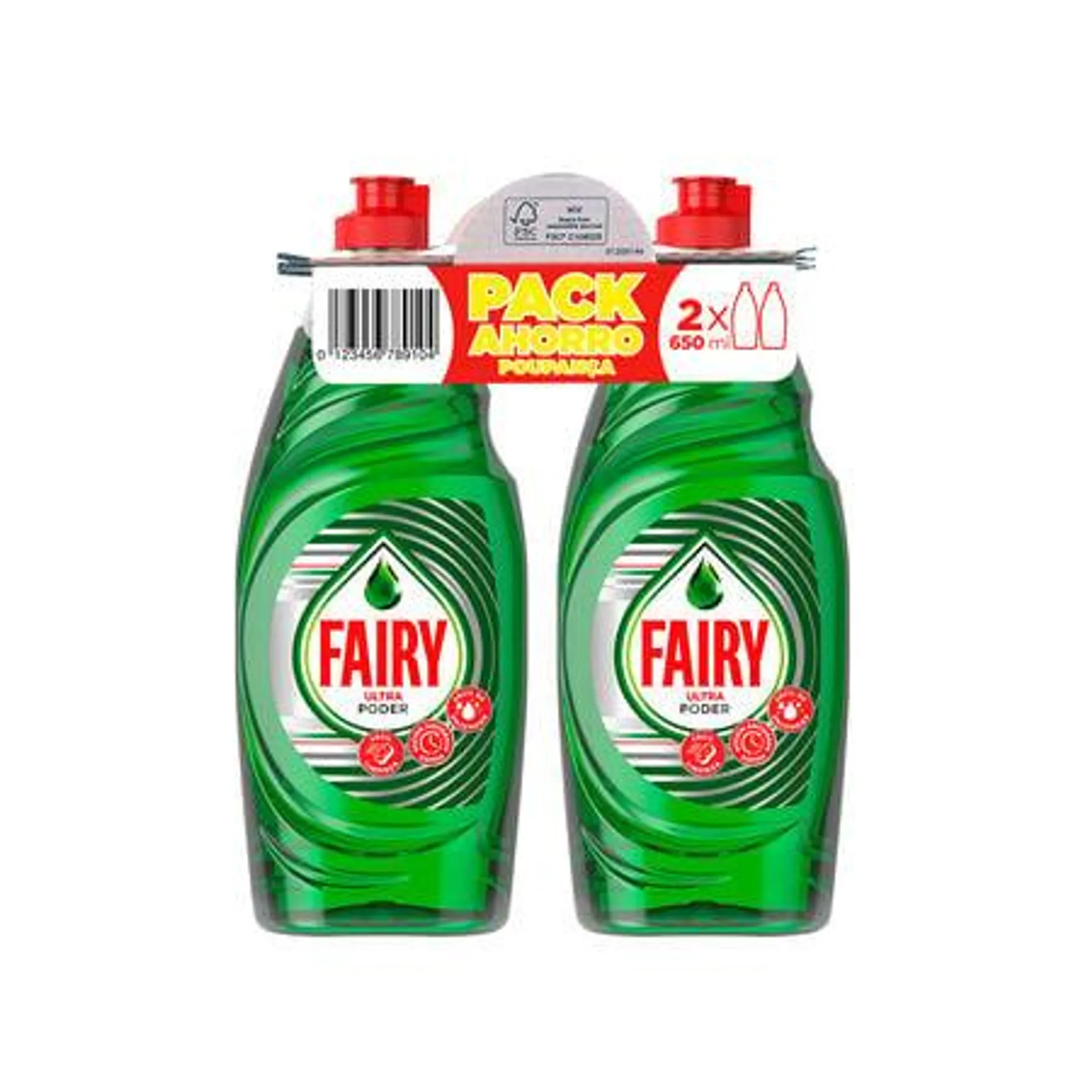 Lavavajillas a mano Fairy 650 ml Pack 2