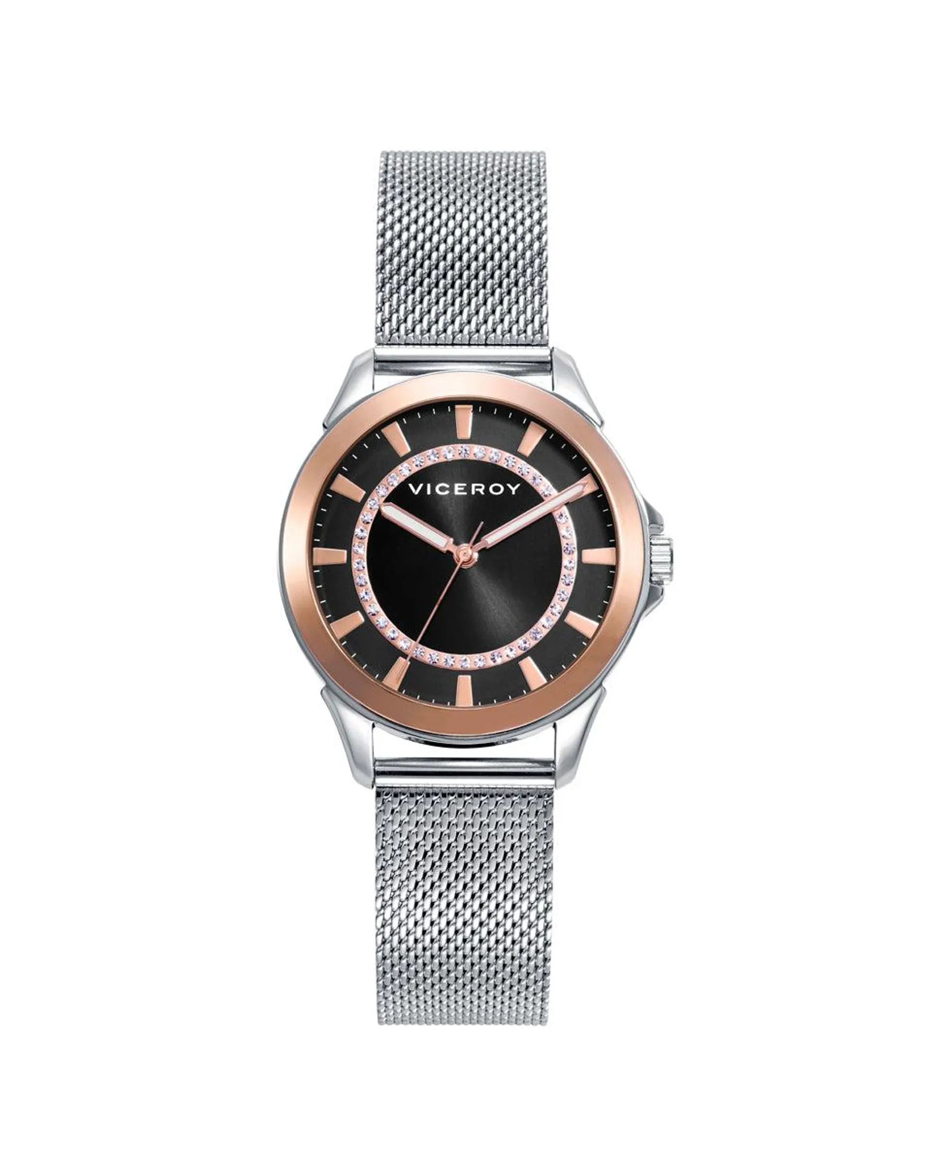 Reloj de Mujer Chic caja bicolor y malla milanesa de acero