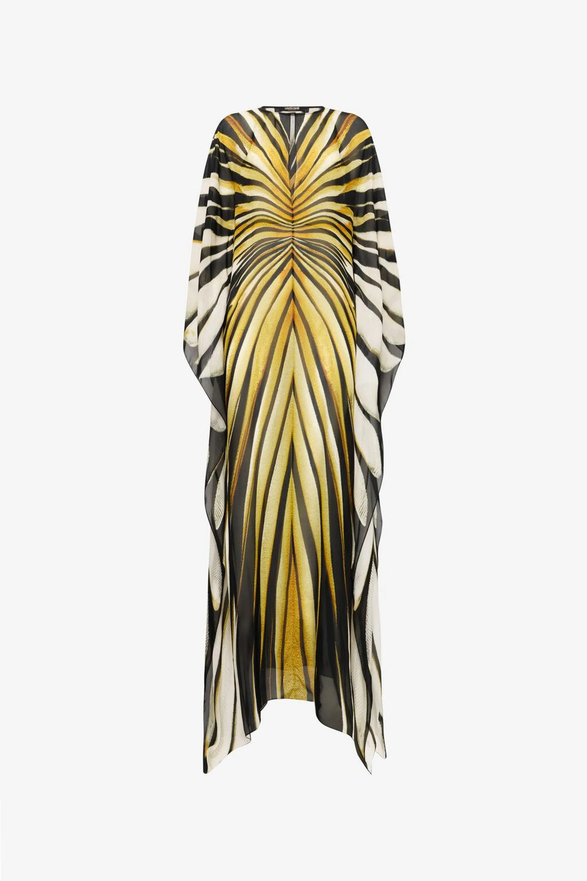 Ray Of Gold Print Chiffon Long Caftan