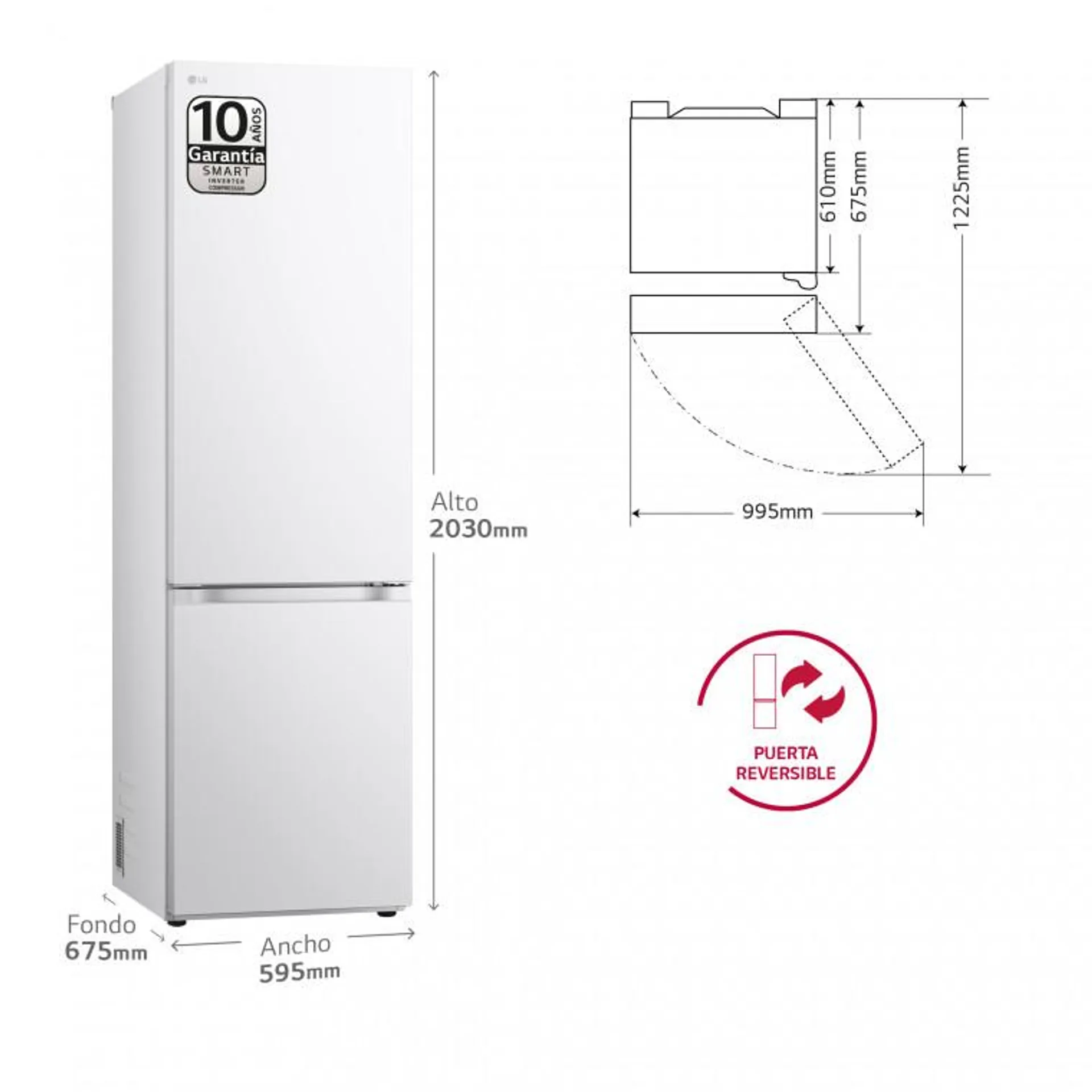 Outlet Frigorífico Combi Door Cooling+, 2m, Clasificación C, capacidad de 419l, Blanco, serie 500