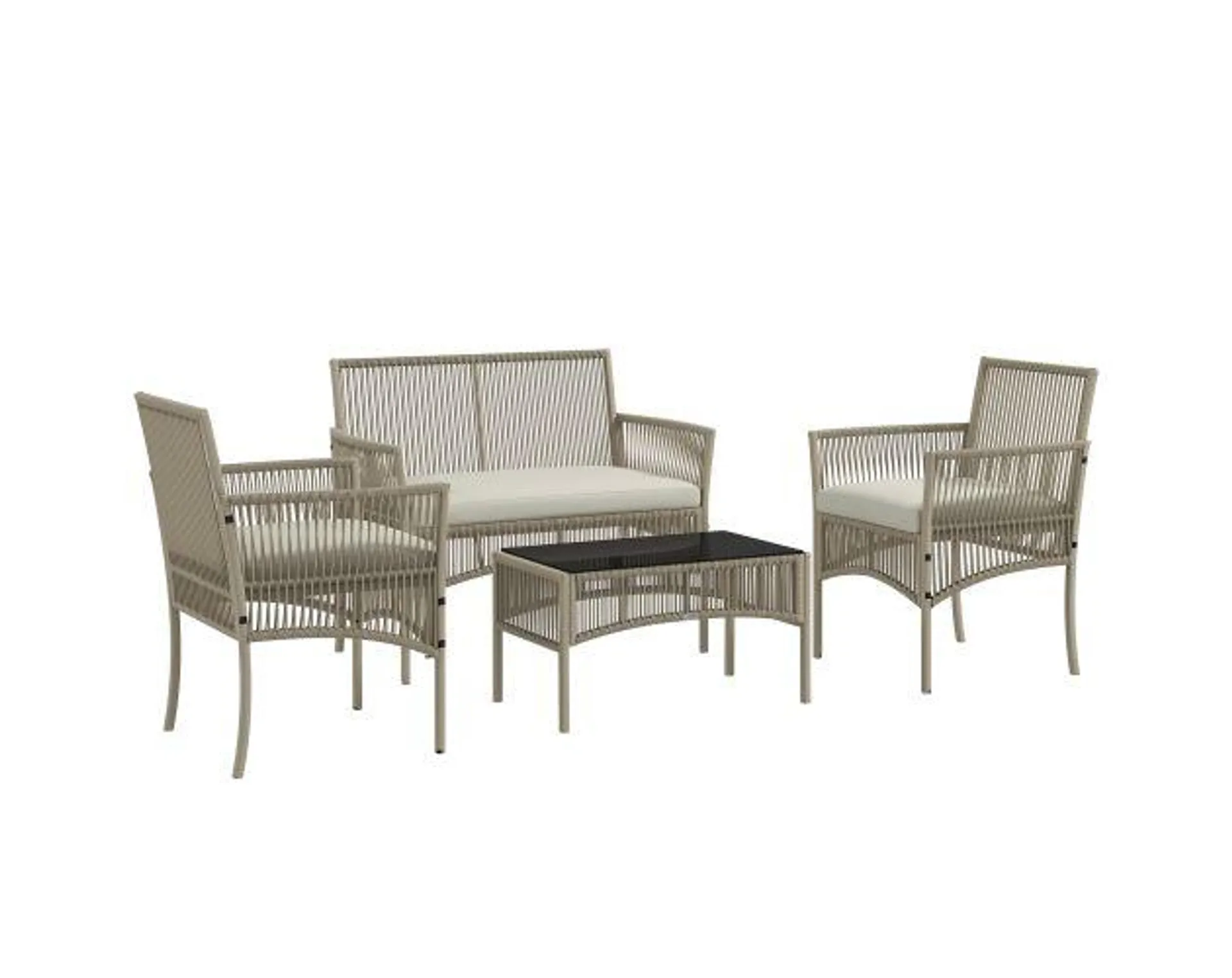 Muebles de jardín acero, ratán caqui 100x56x80 cm