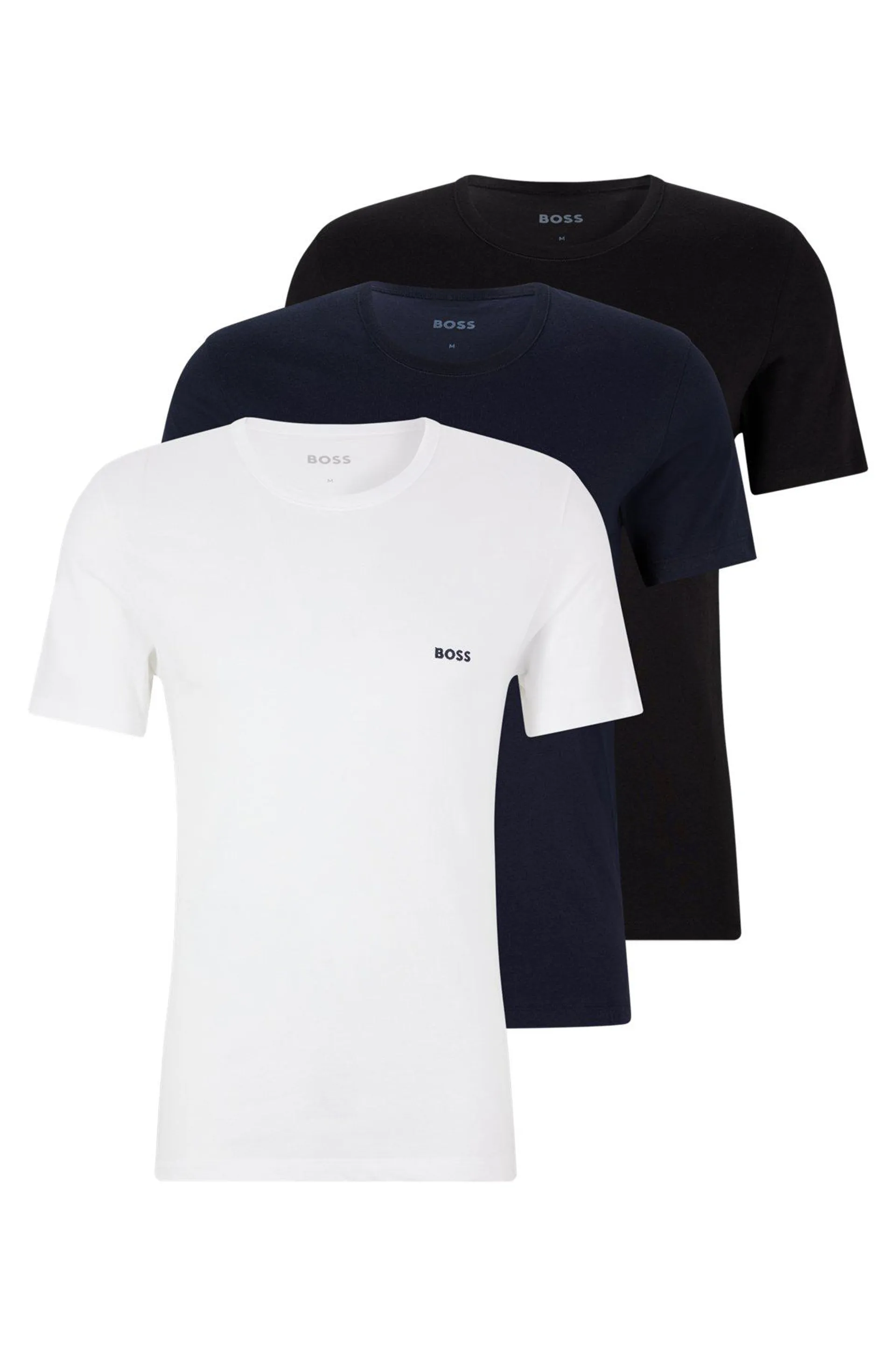 Paquete de tres camisetas de algodón con logo bordado
