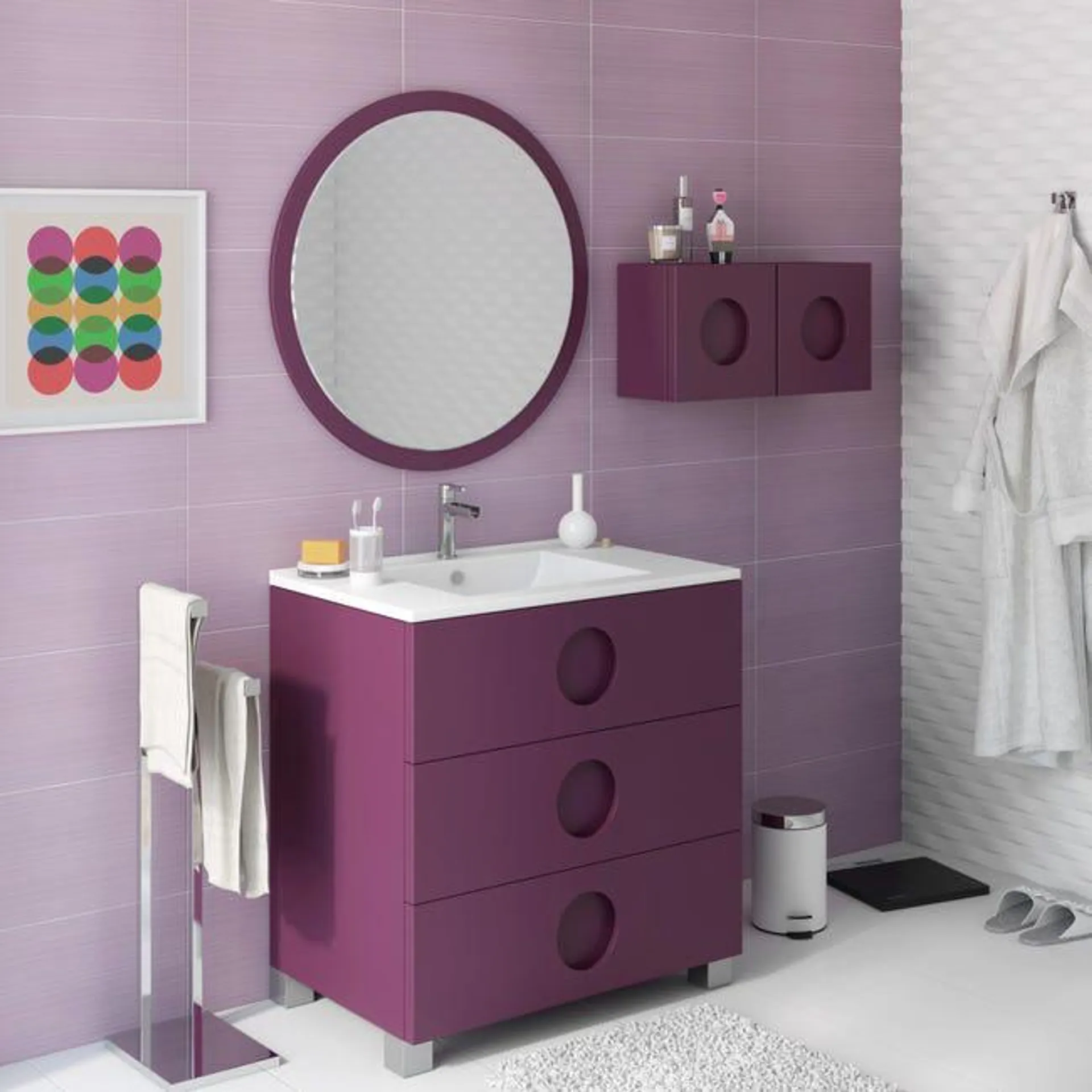 Mueble de baño con lavabo Sphere berenjena 80x45 cm Ver detalles del producto
