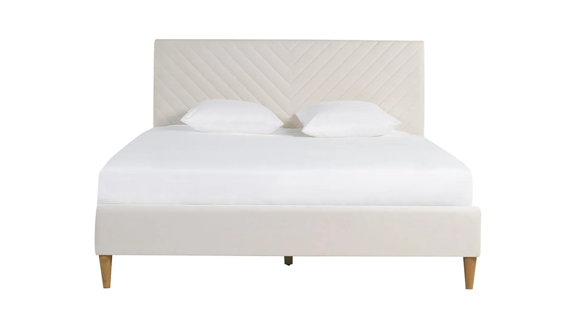 Cama de 2 plazas 160 x 200 cm de tela beige SIDONIE