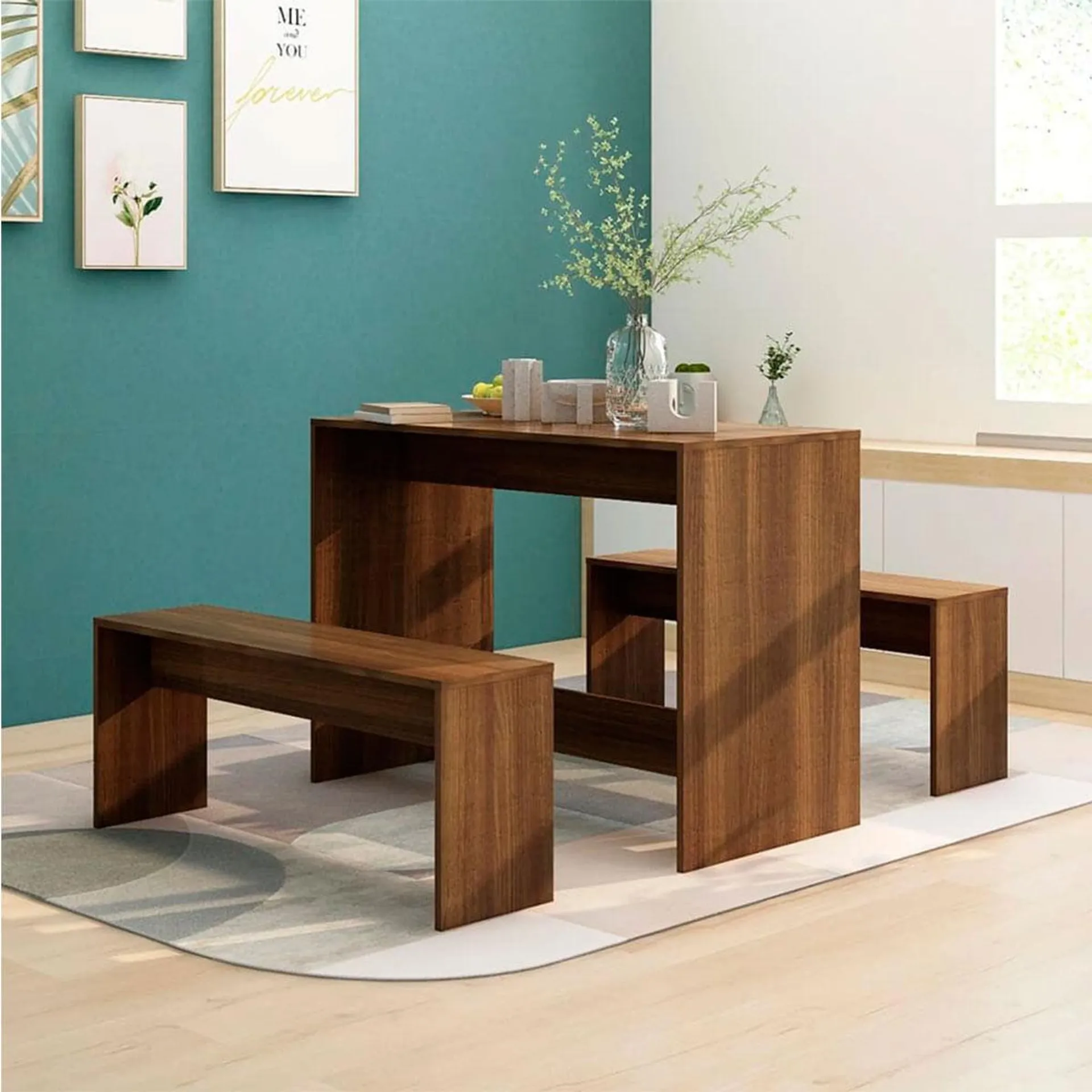 Conjunto de comedor Jamaica 1 mesa + 2 bancos