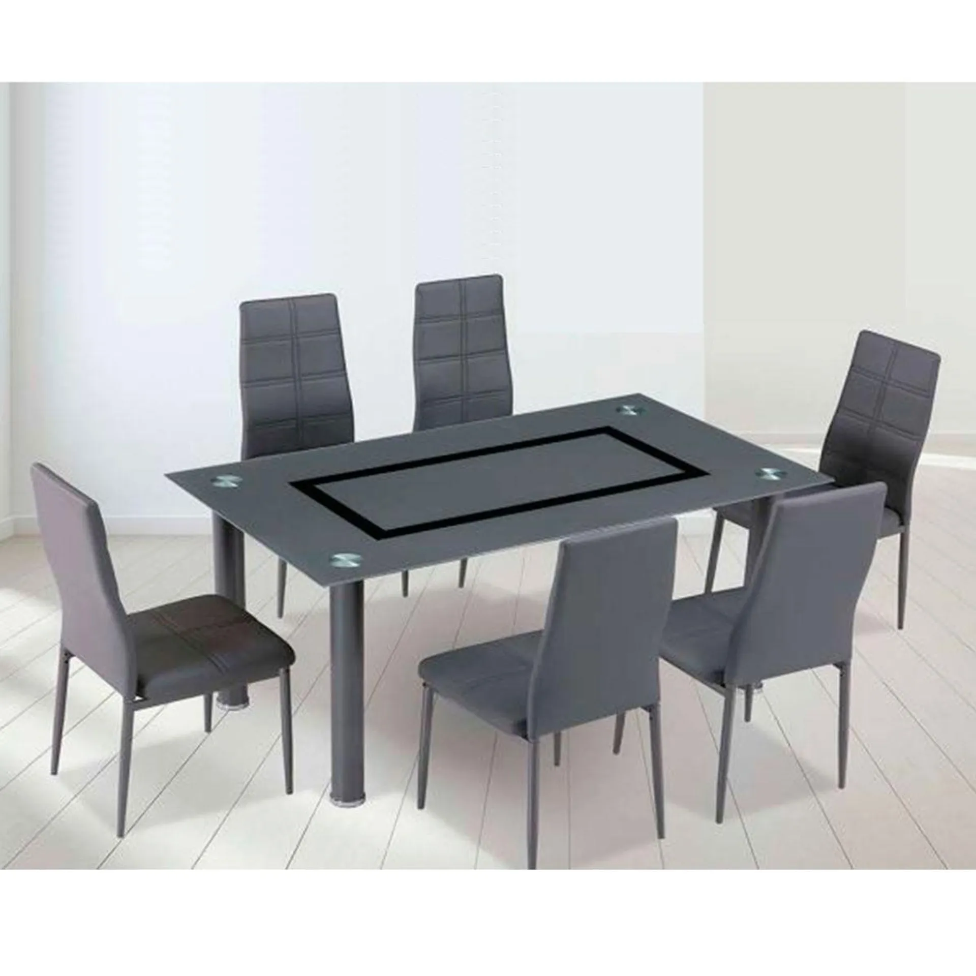 Conjunto de comedor Axiss mesa + 6 sillas gris