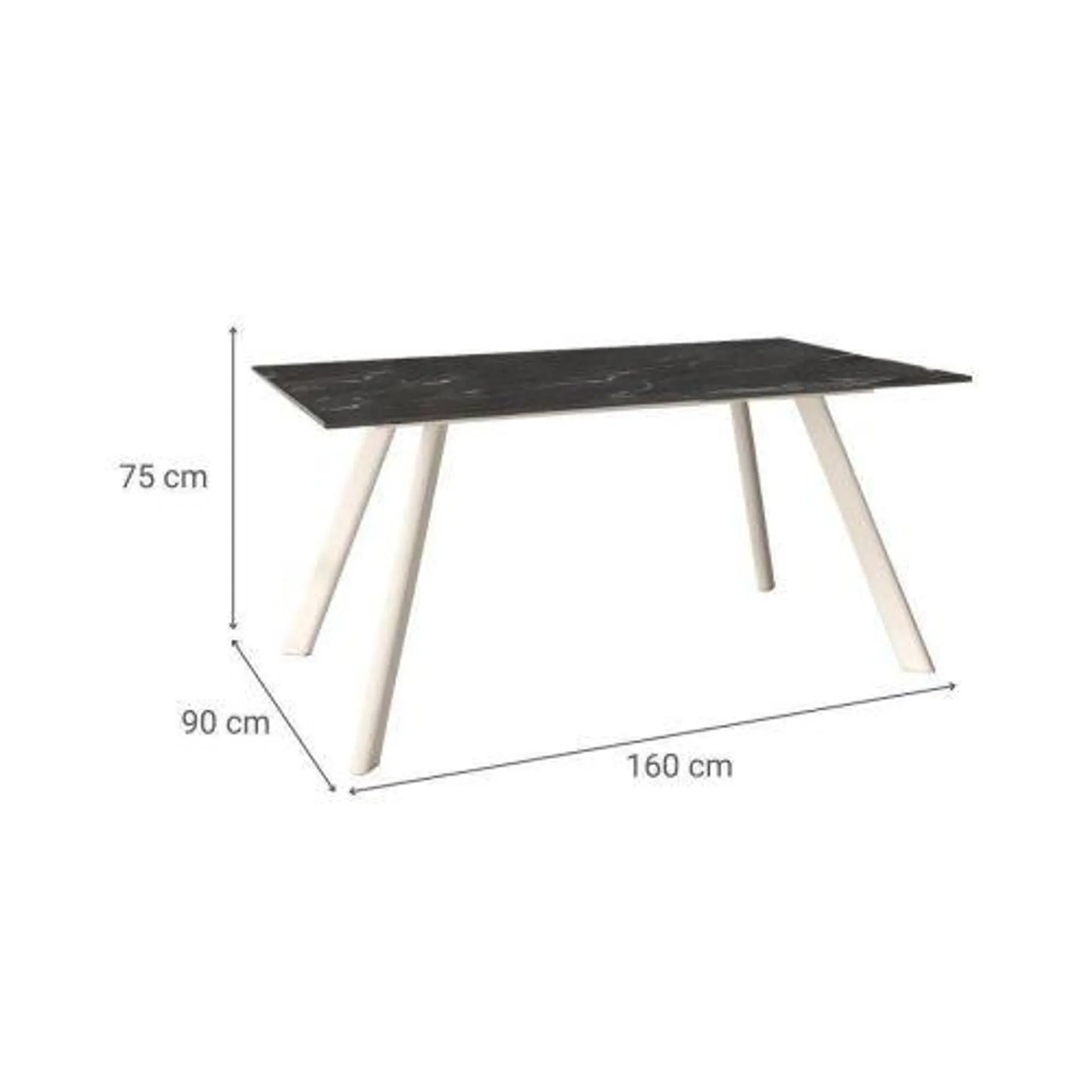 Mesa de Comedor 160x90cm con Estructura de Metal Marfil OMAN