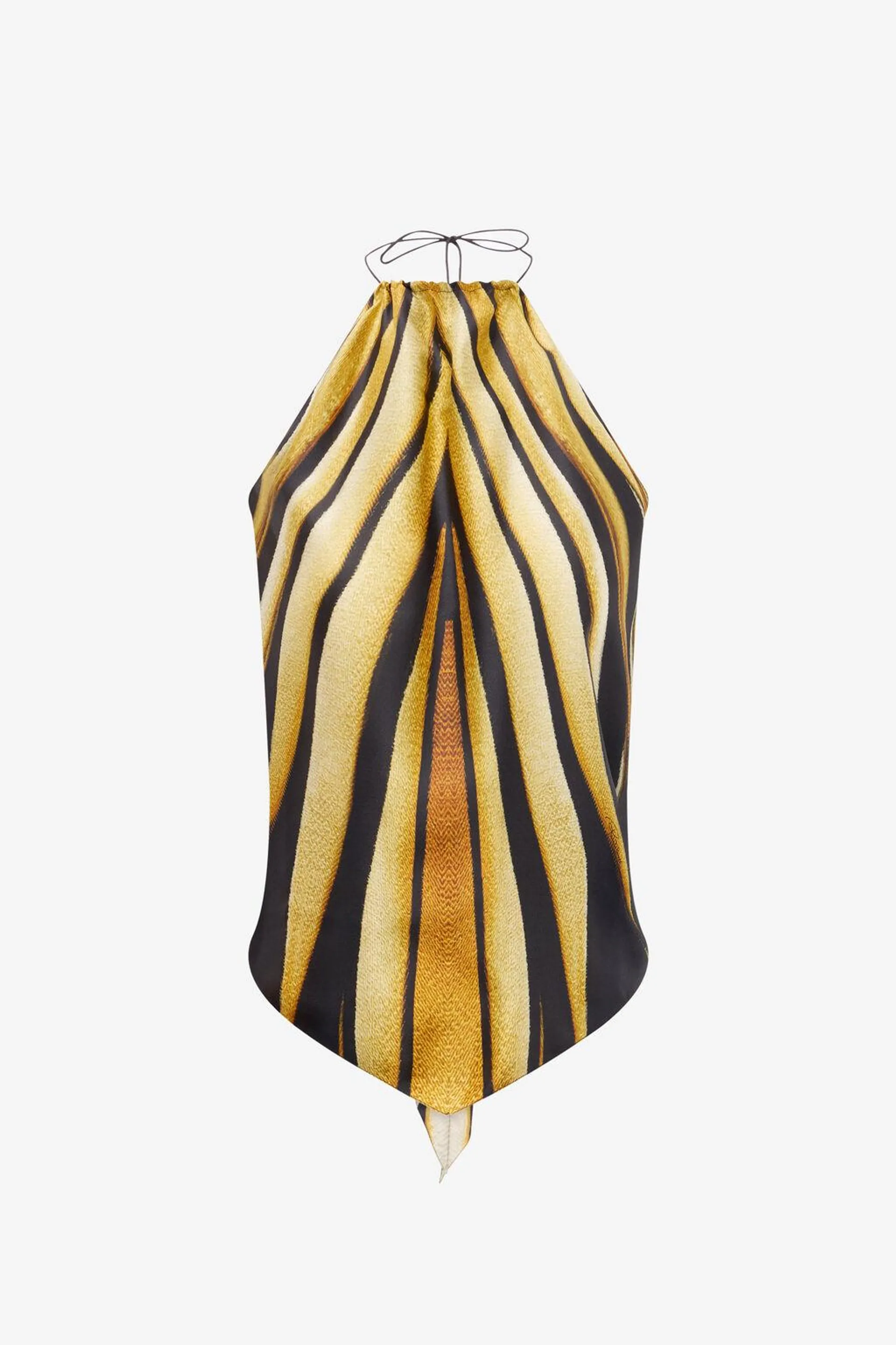 Ray Of Gold Print Silk Top Scarf