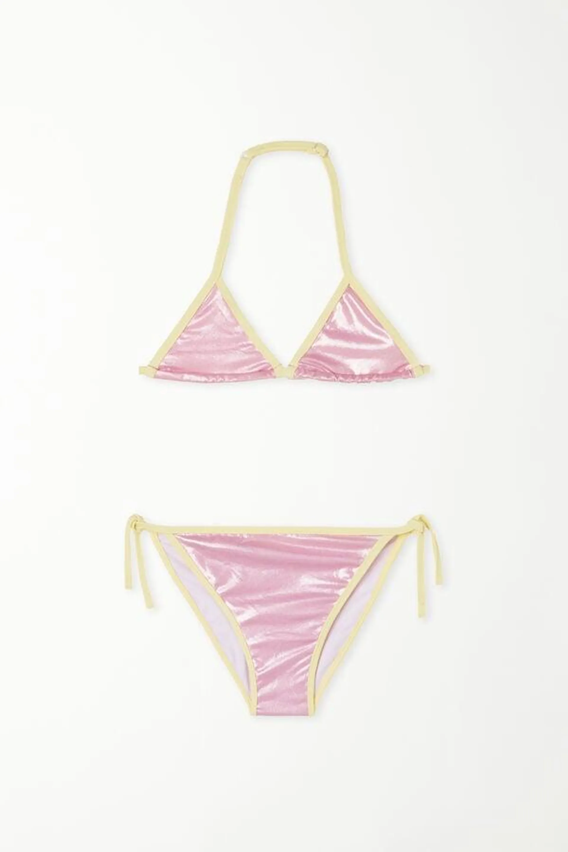 Bikini Triángulo con Lazos Glossy Bicolor para Niña