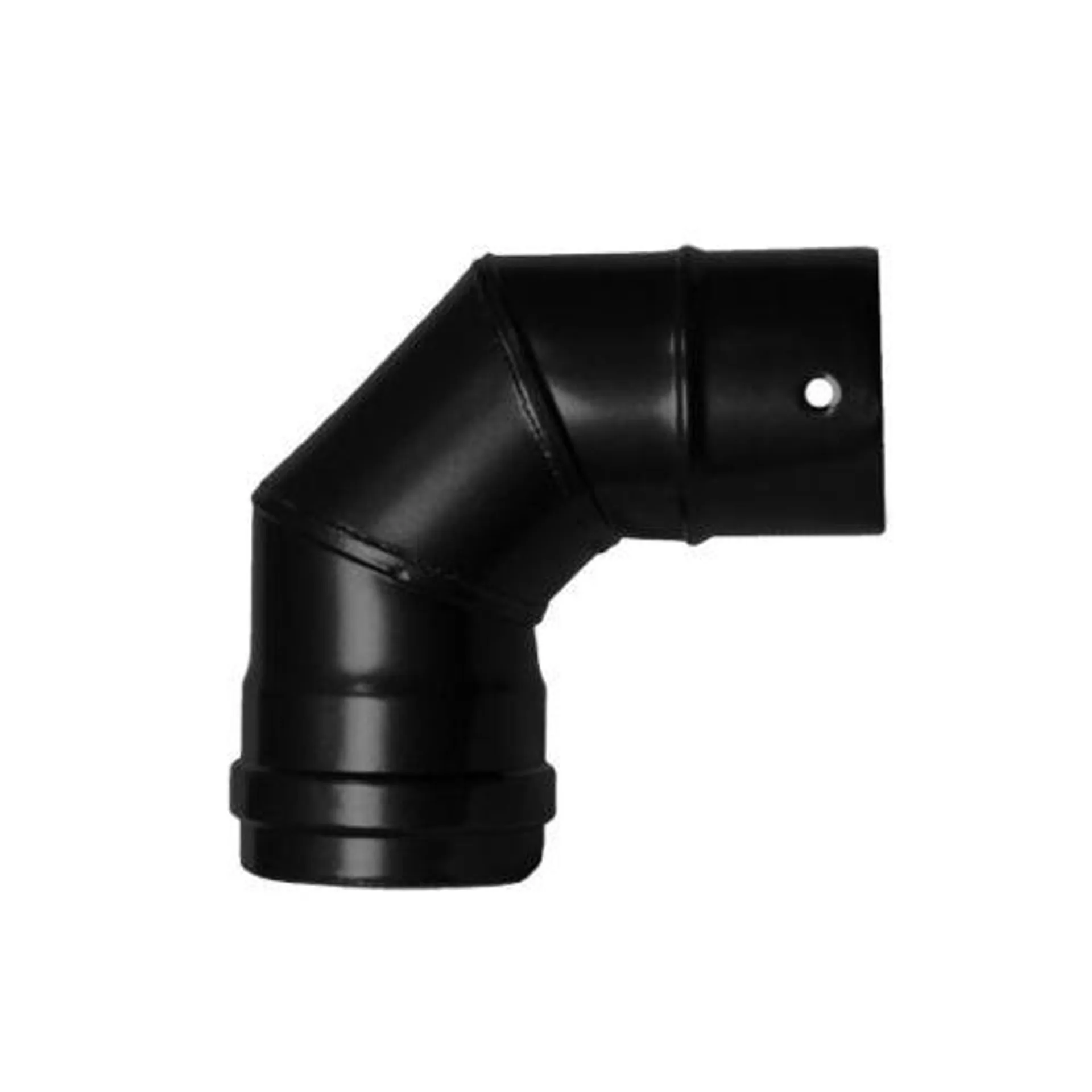 Codo estufa pellet 90º ø80mm acero esmaltado vitrificado negro exojo pvc08090