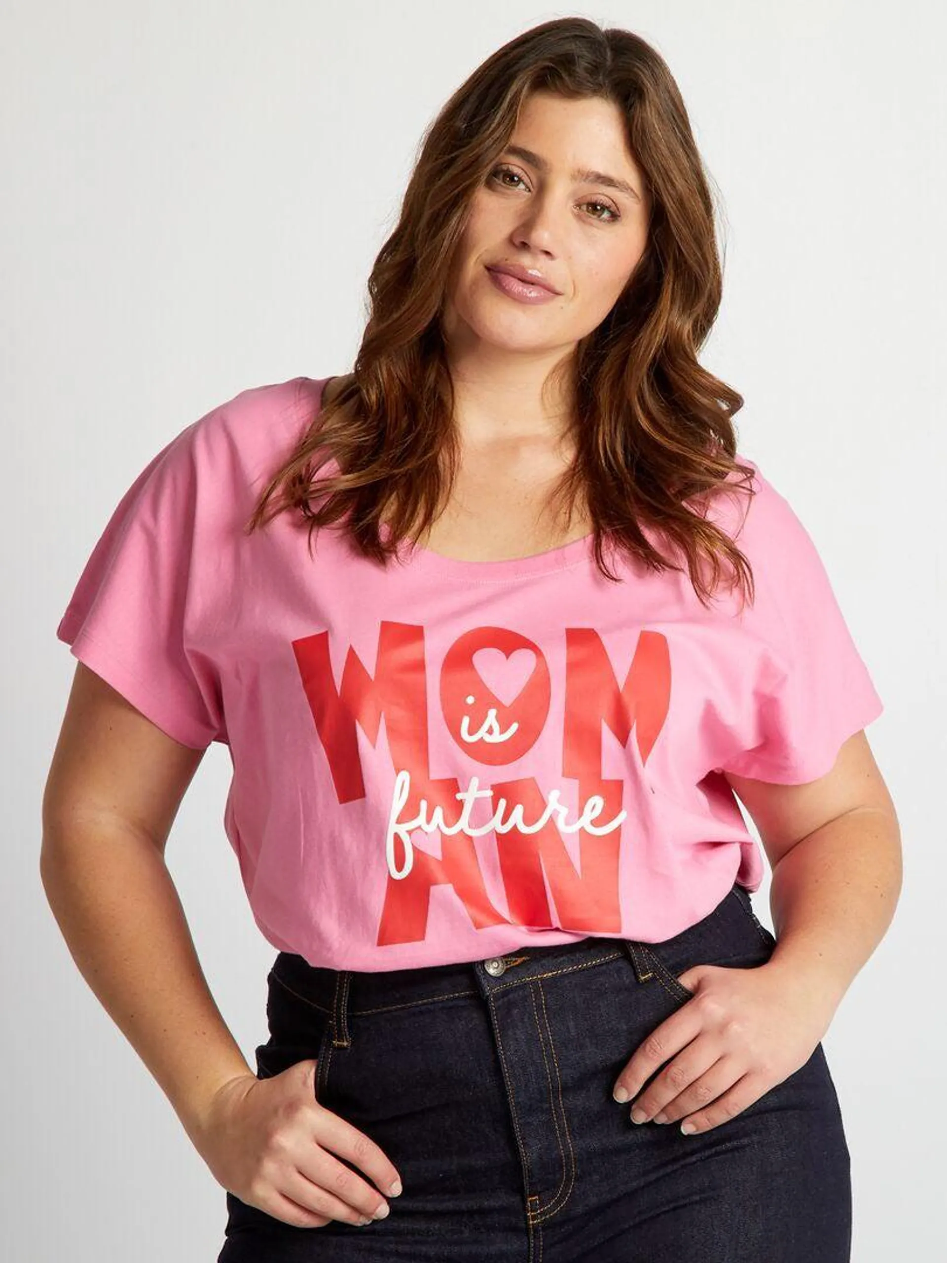 Camiseta de algodón con estampado - ROSA