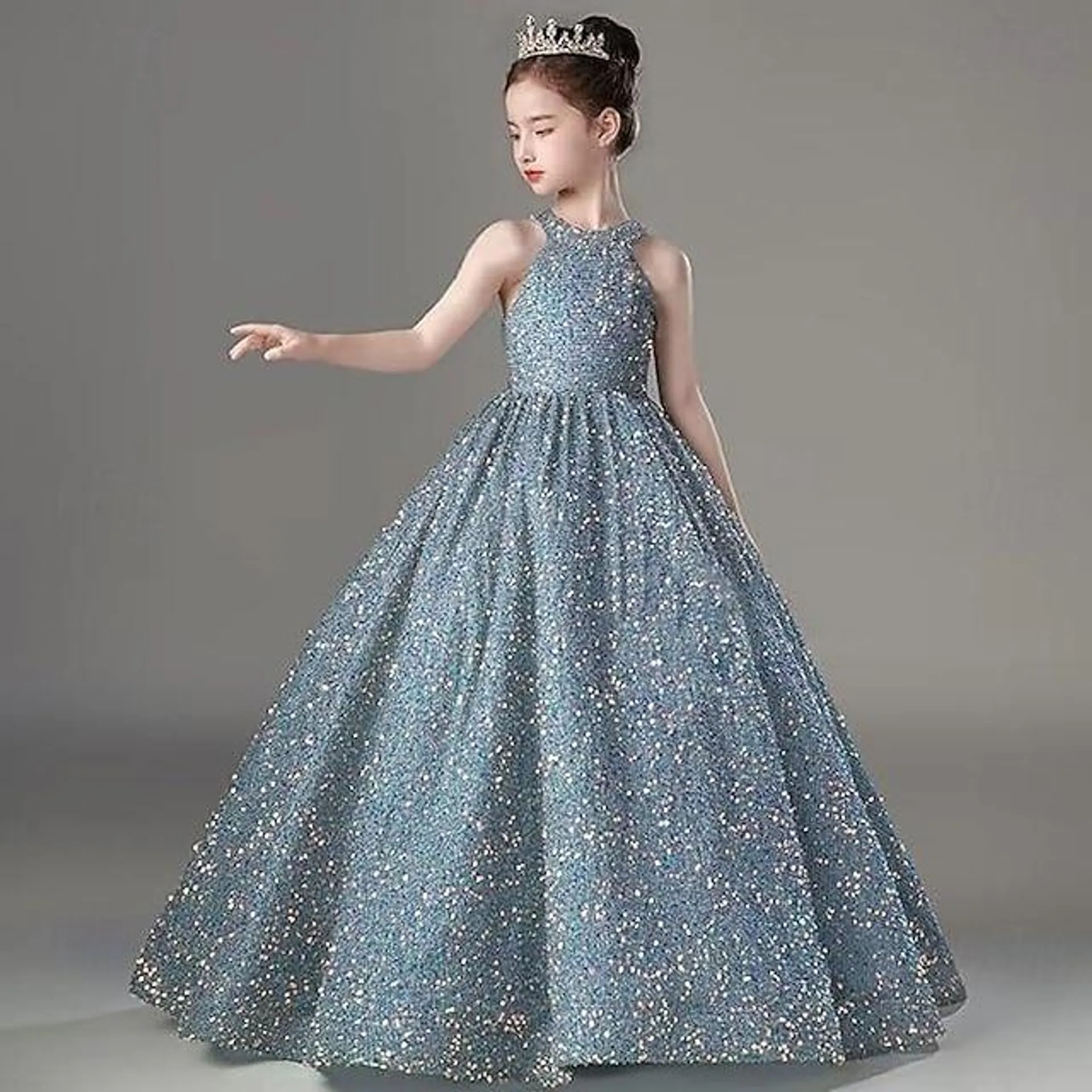 Niños Chica Vestido de Fiesta Color sólido Sin Mangas Rendimiento Boda Malla Princesa Dulce Malla Hasta el Gemelo Vestido tubo Vestido de Tul Vestido de niña de las flores Verano Primavera Otoño 2-12