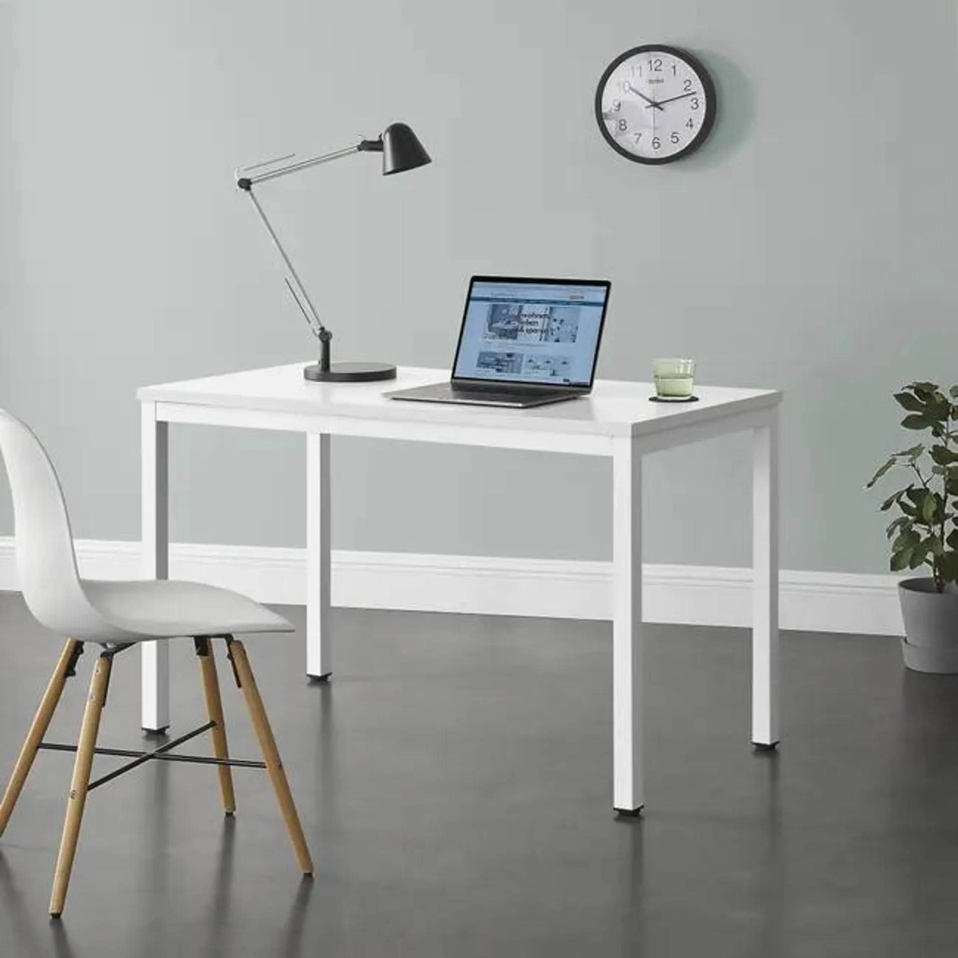 Mesa Escritorio Odense rectangular acero/aglomerado 75 x 120 x 60 cm - Blanco [en.casa]