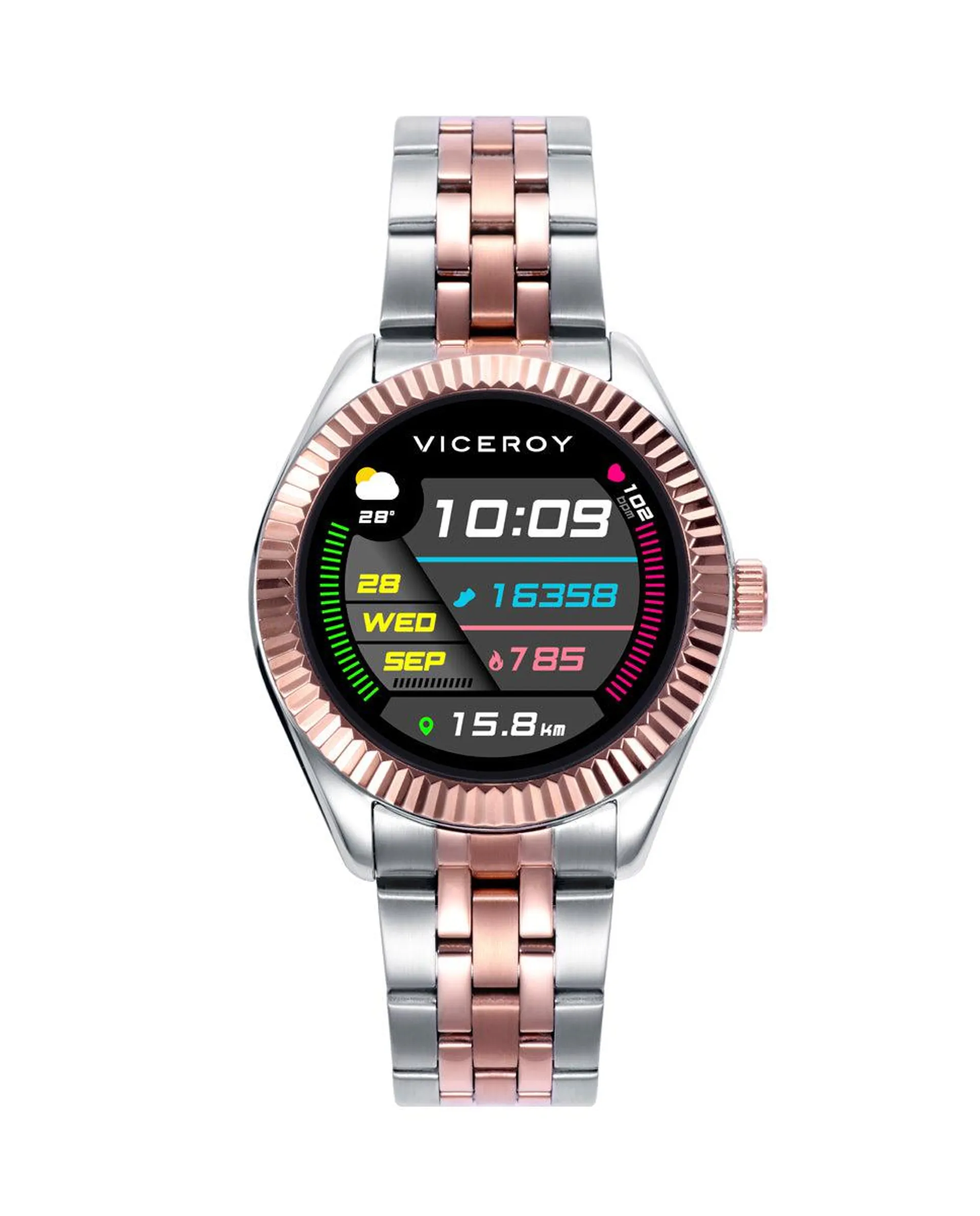 Reloj Smart Mujer caja y brazalete bicolor de acero