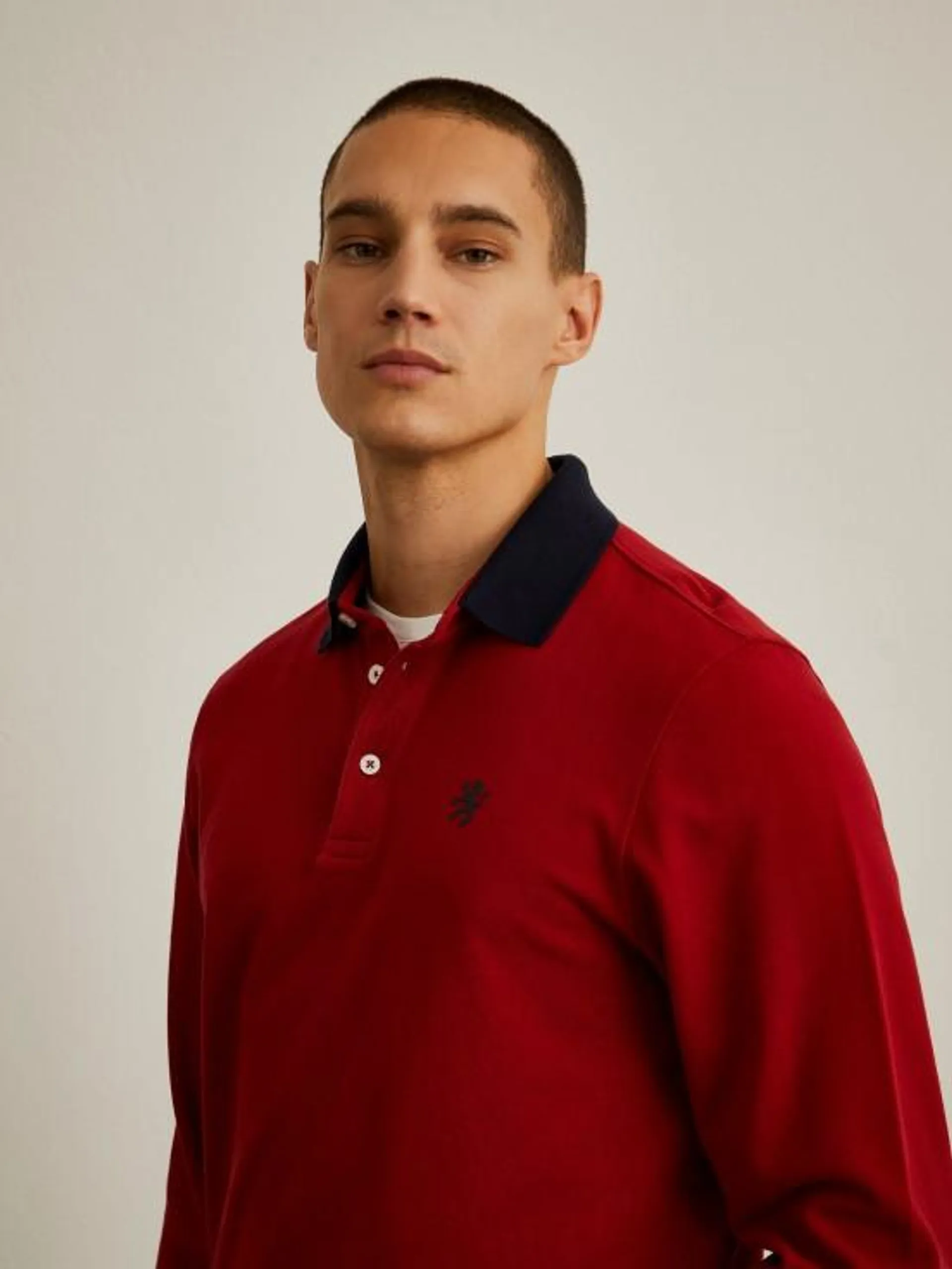 Polo regular fit de manga larga