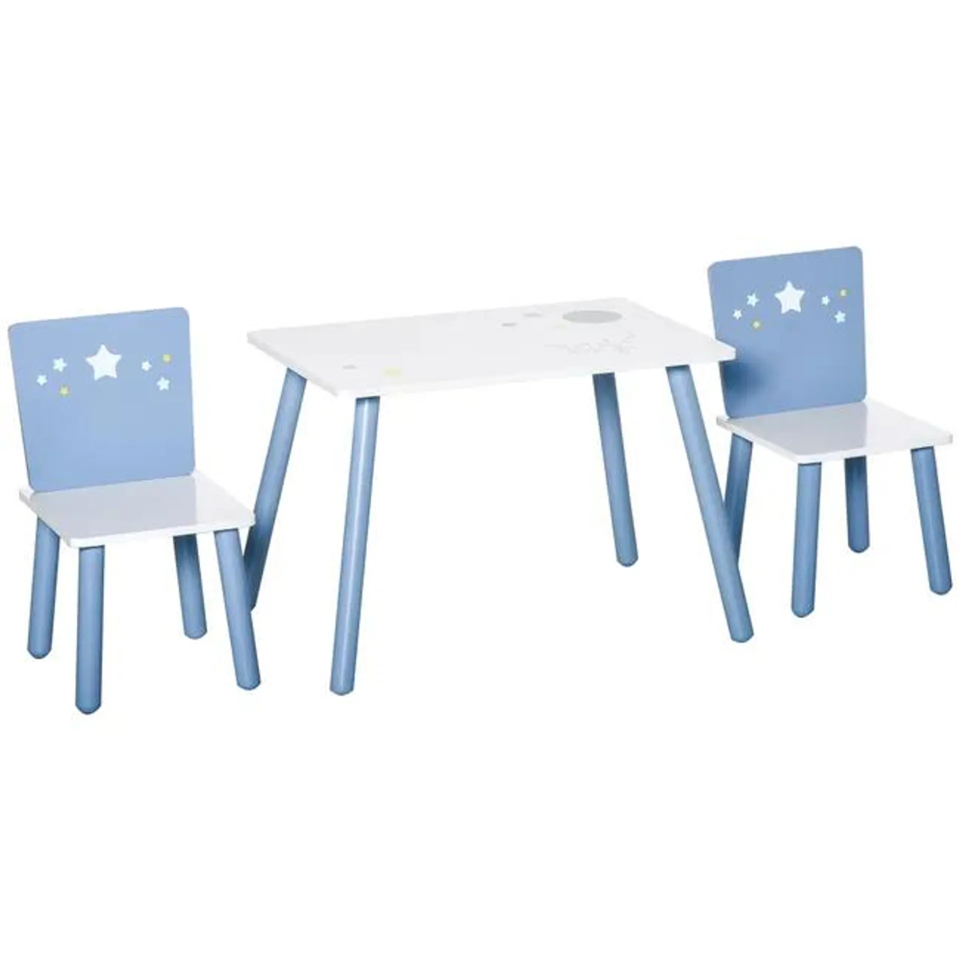 Mesa para Niños HOMCOM MDF, Pino Blanco y Azul 60x40x43 cm 312-035