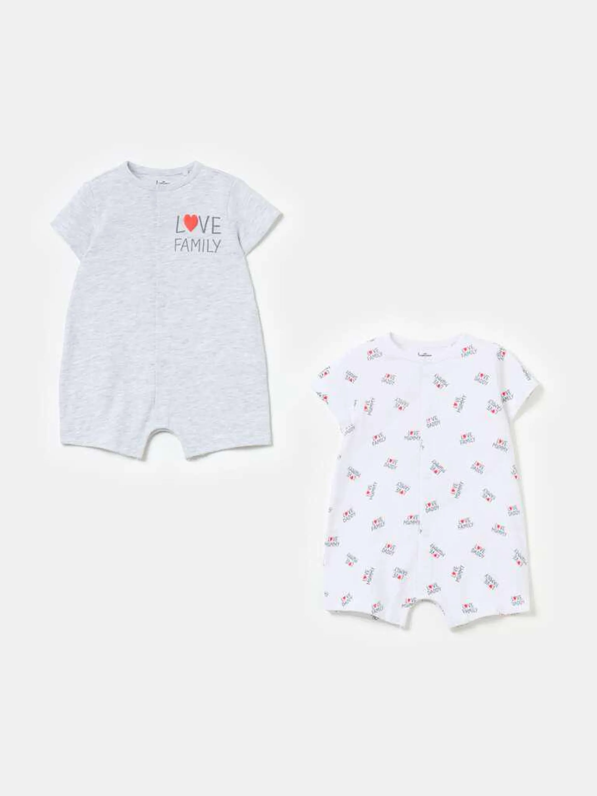 Two-pack romper suits in organic cotton Blanc/gris