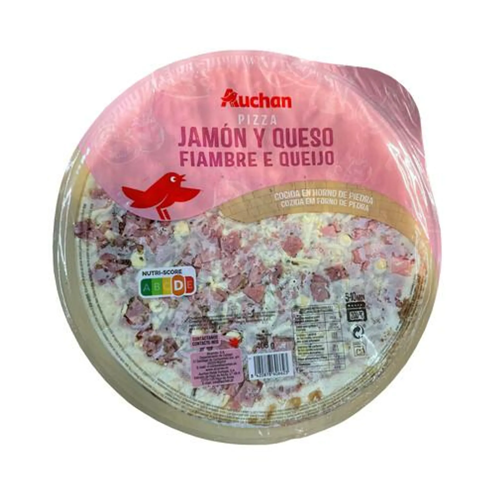 PRODUCTO ALCAMPO Pizza de jamón y queso cocida en horno de piedra PRODUCTO ALCAMPO 405 g.