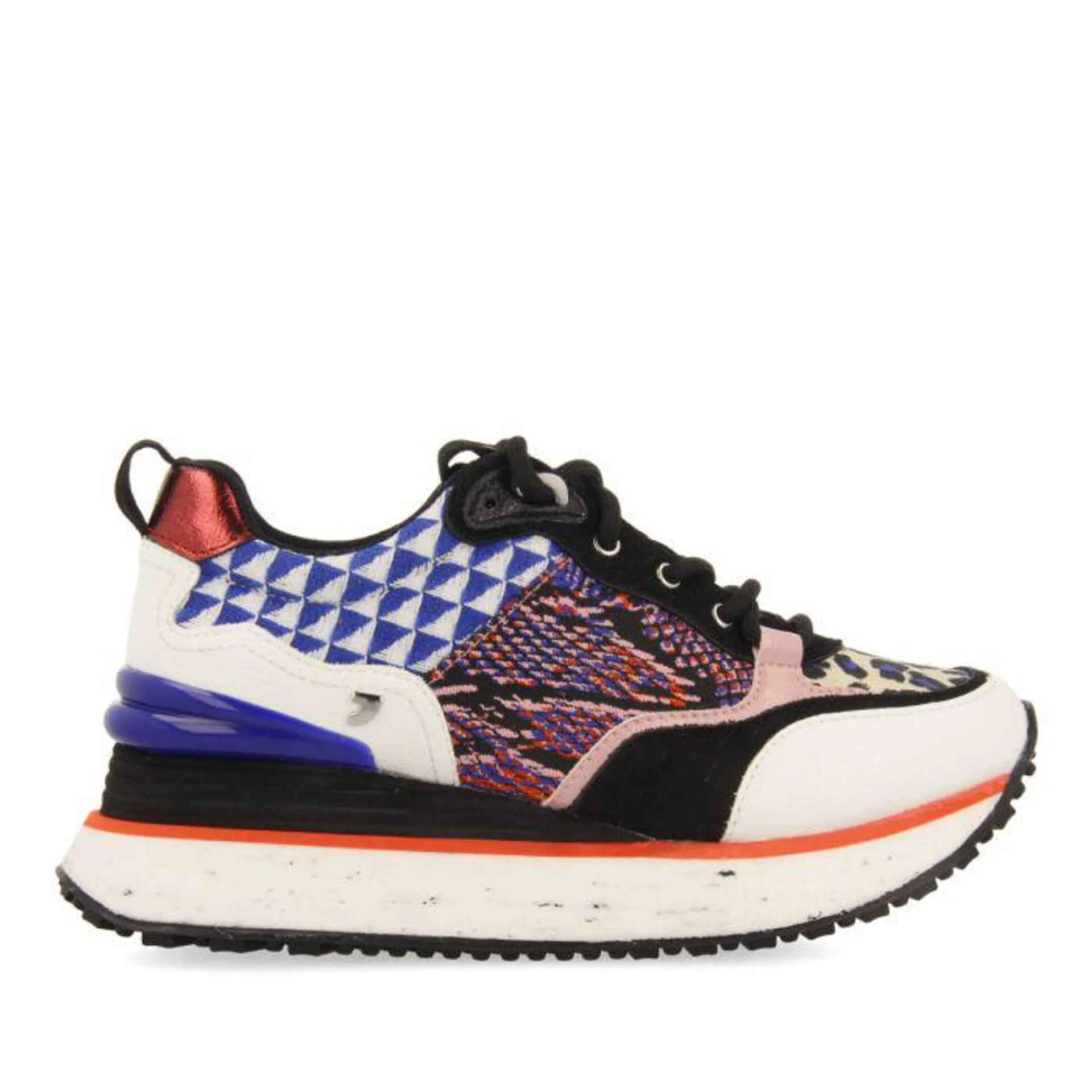 Bonnal women's multicoloured sneakers with black and white pieces and red, blue and pink details