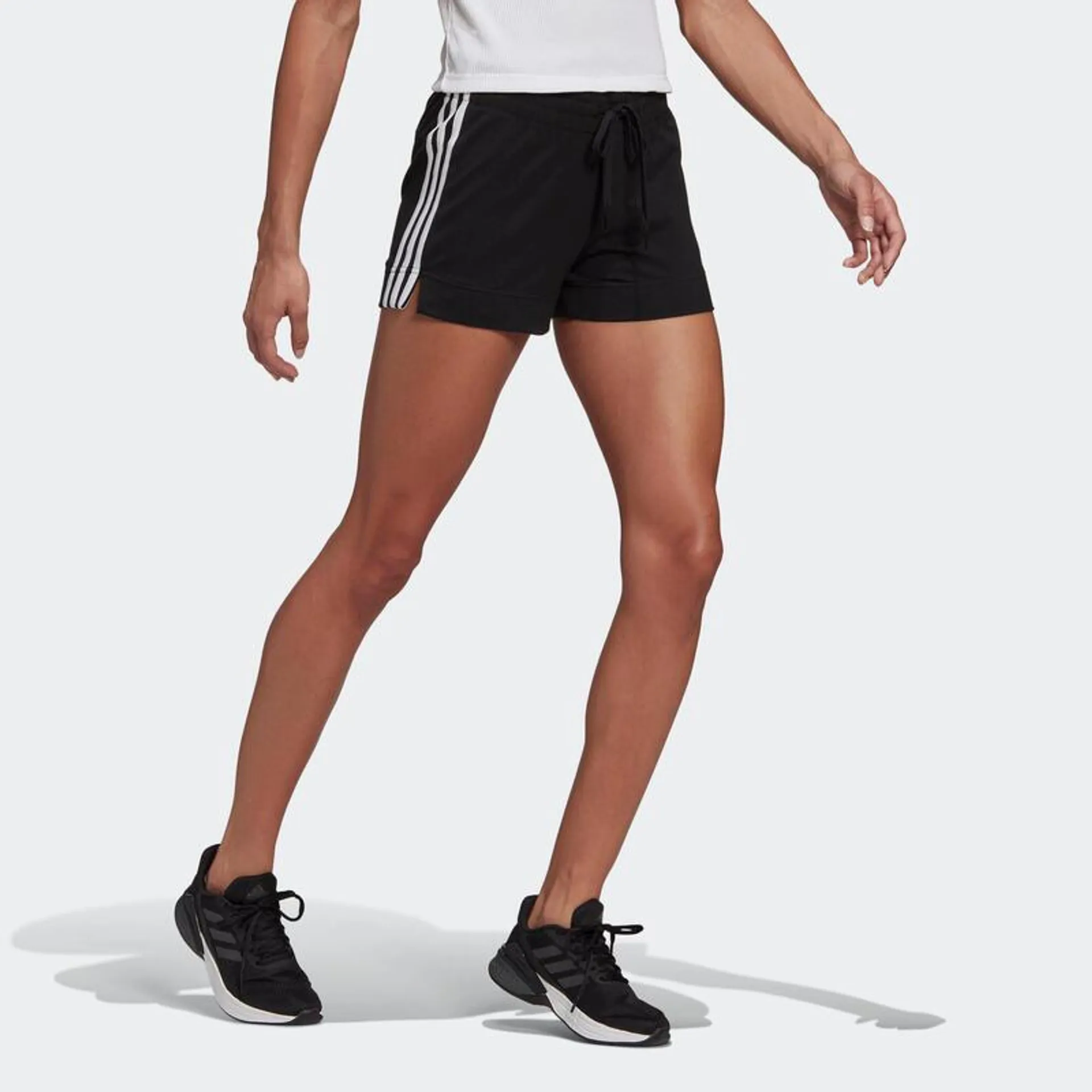 Short pantalón corto fitness Mujer adidas 3 rayas negro