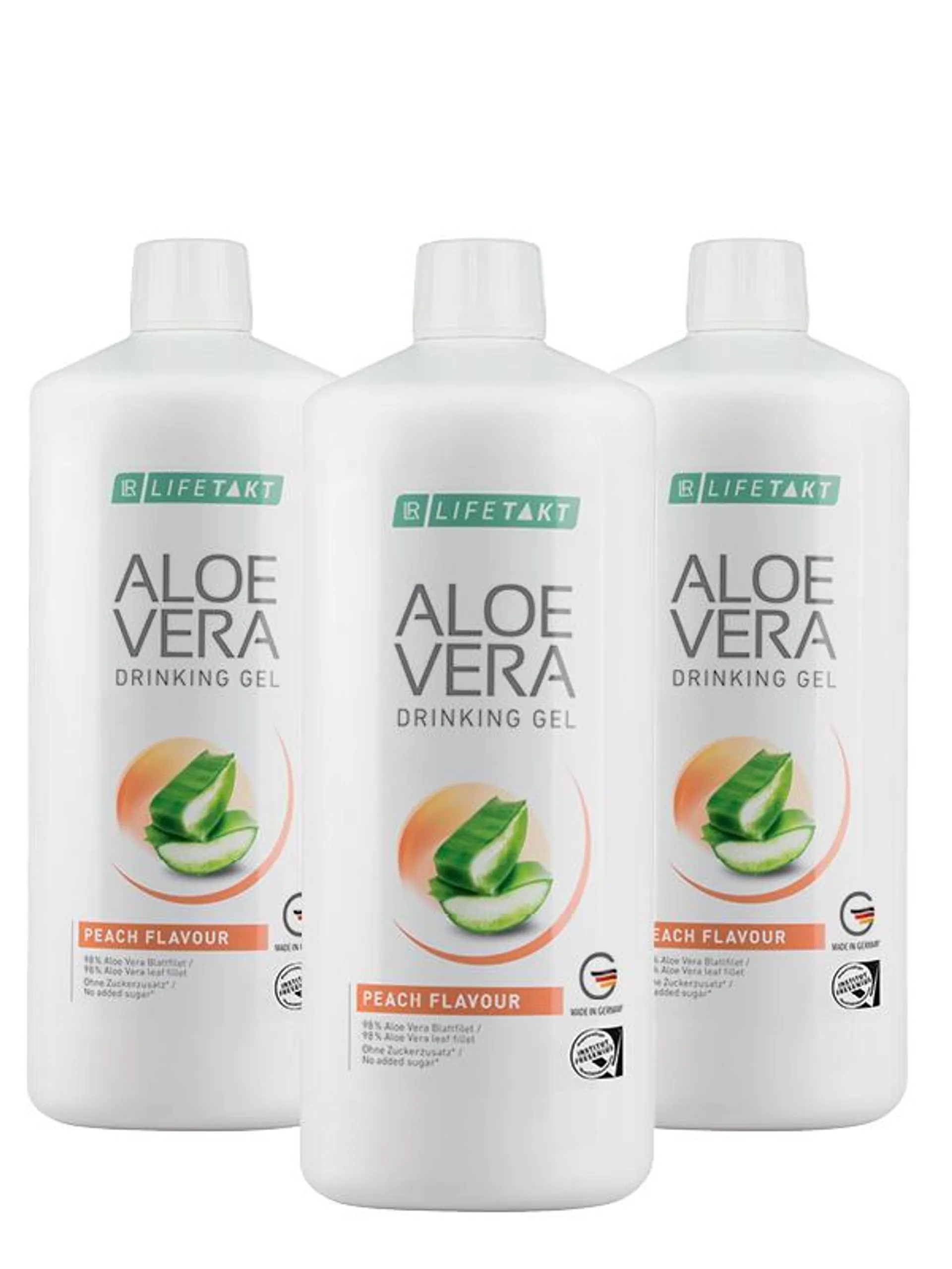 Set de 3 elementos de Aloe Vera Gel Bebible com sabor a melocotón