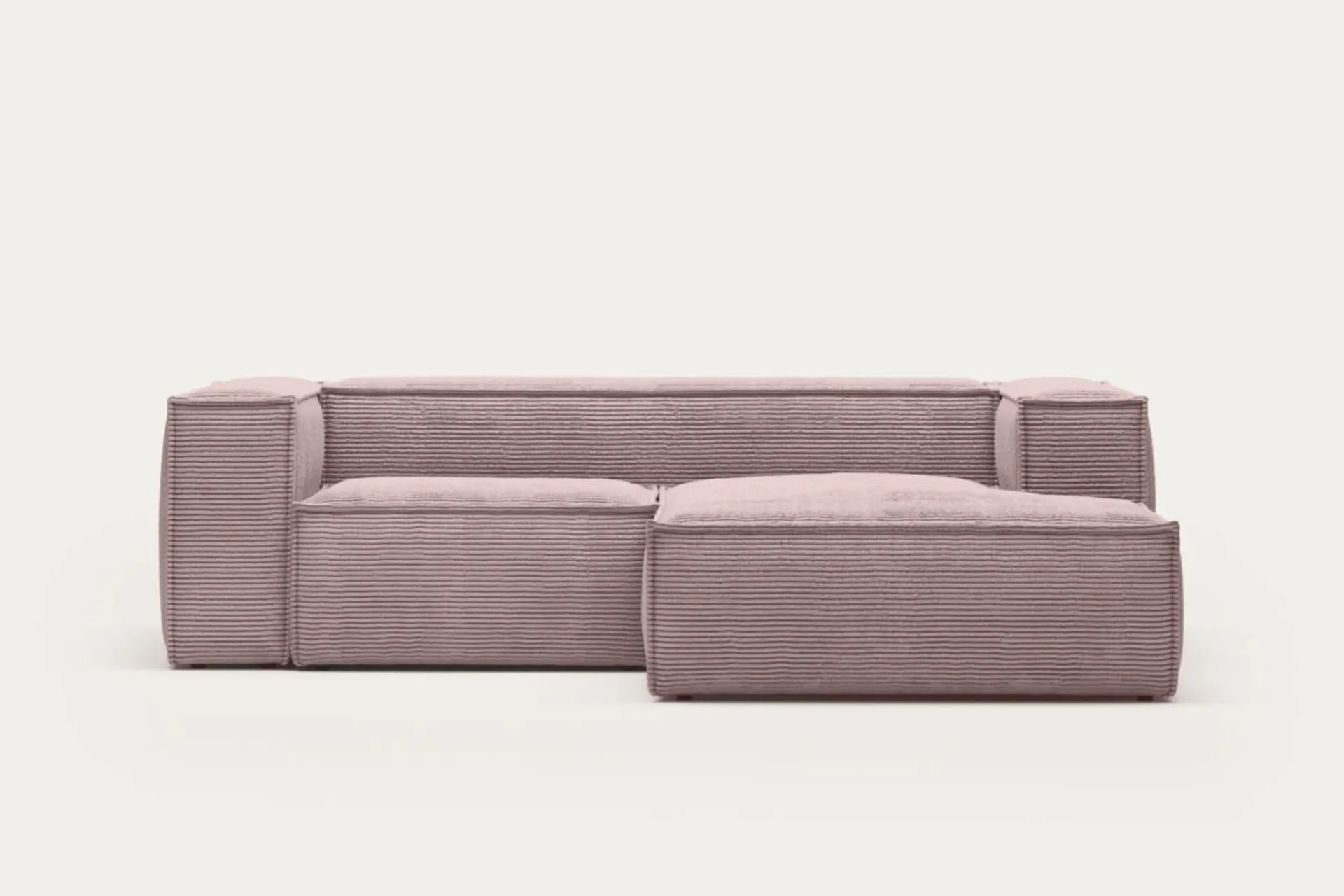 Sofá Blok 2 plazas chaise longue derecho pana gruesa rosa 240 cm