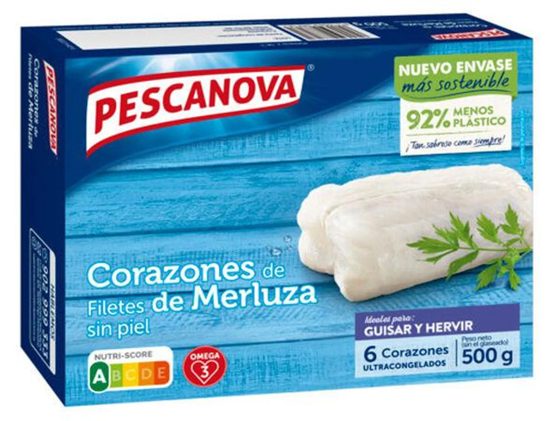 Corazón filete merluza Pescanova 500g sin piel