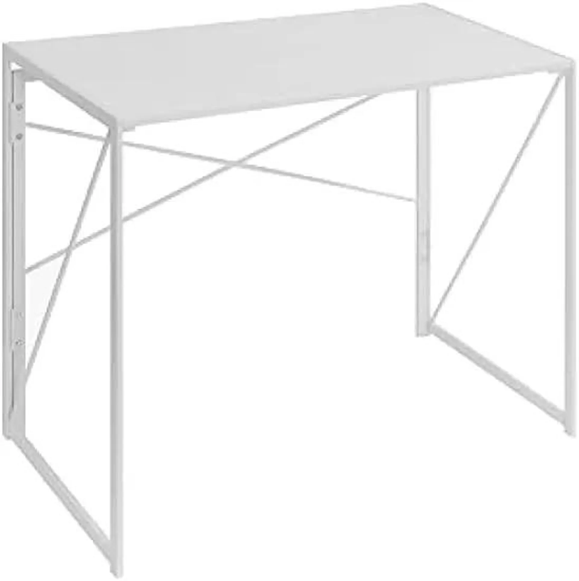 Escritorio de Ordenador Plegable, Modelo Practic de 100 x 50 cm Mesa Escritorio Moderno con Estructura Metálica(Blanco)