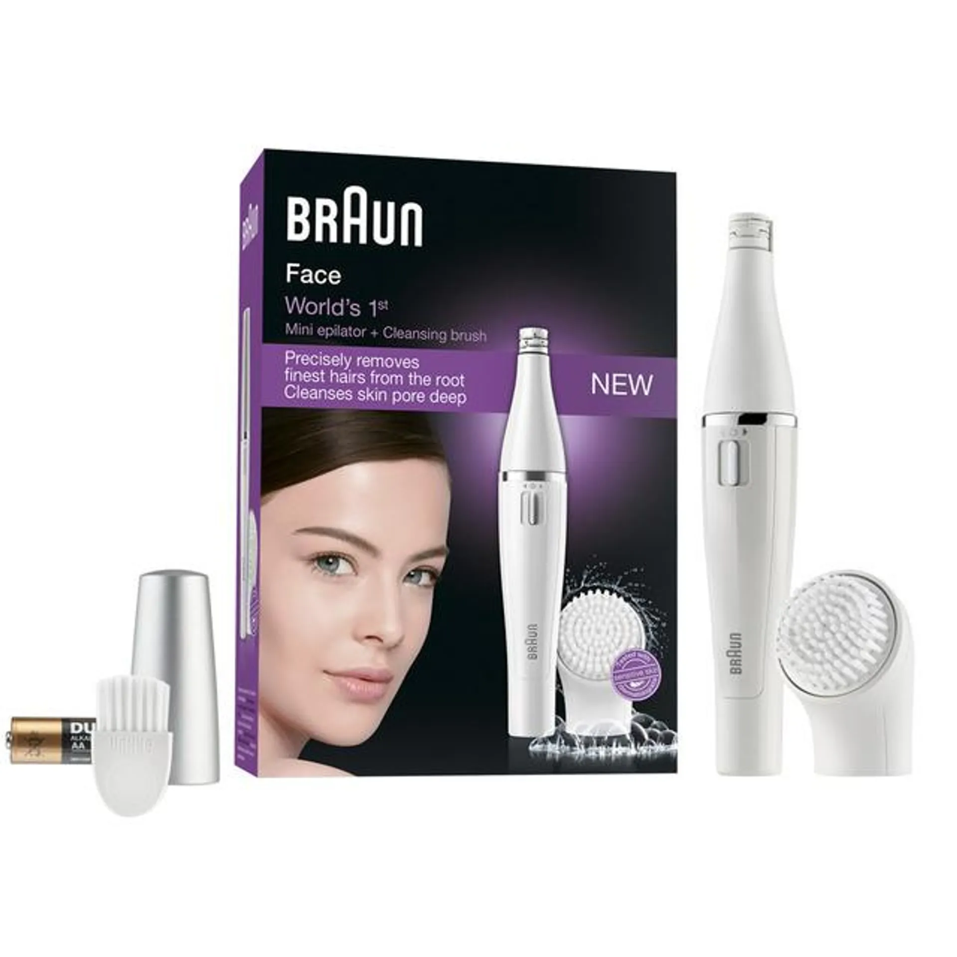 Braun Face 810 - Depiladora facial con cepillo limpiador facial, blanco