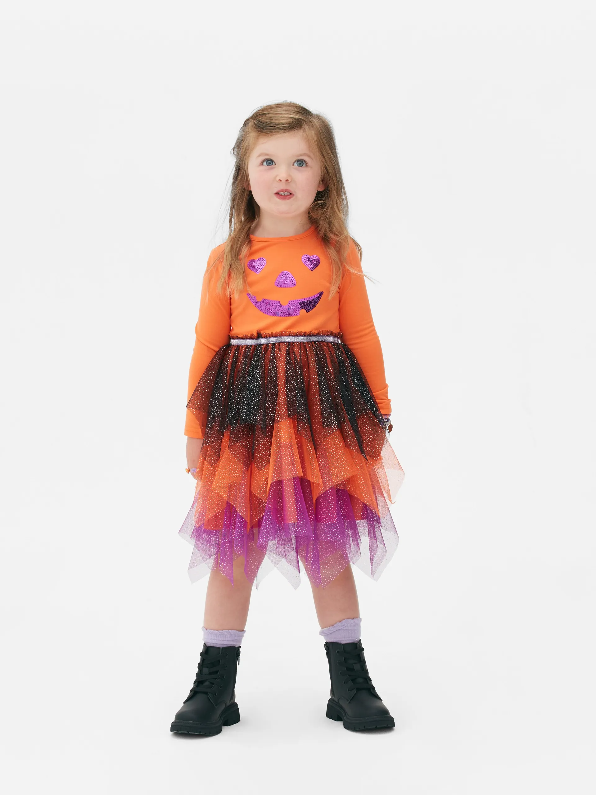 Halloweenjurk met pompoen en pailletten