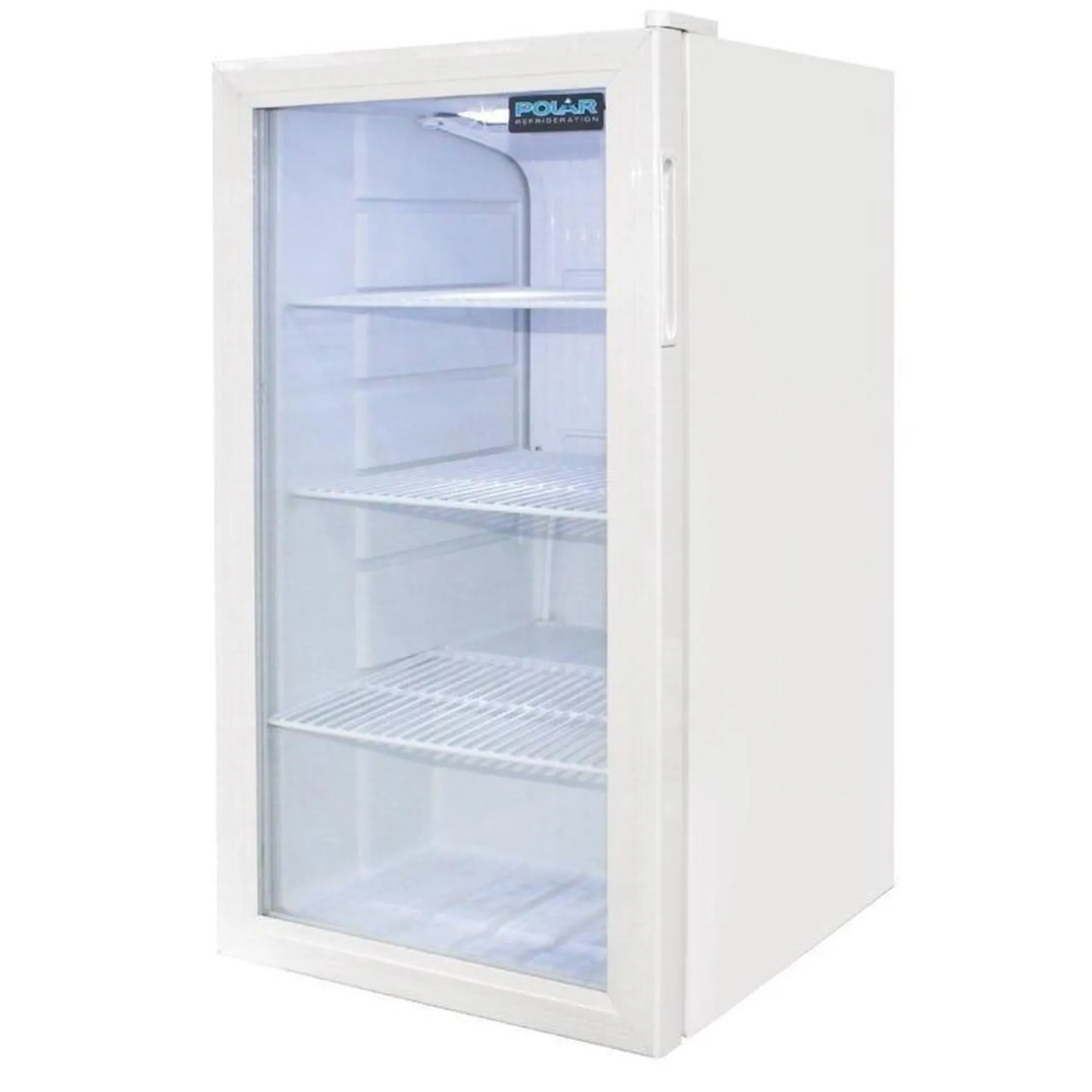 Frigorífico expositor para bebidas, blanco, con puerta de vidrio, bajo mostrador Polar 88L CF750