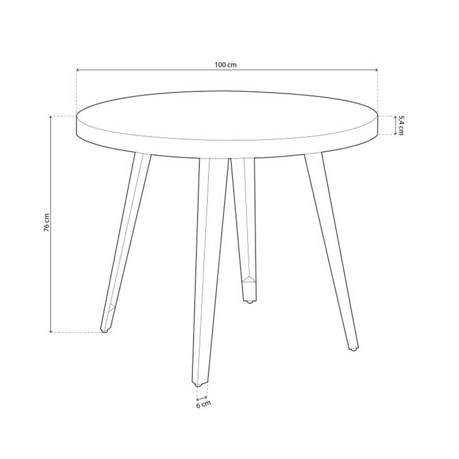 Mesa de comedor Berg forma redonda 76xØ100 cm