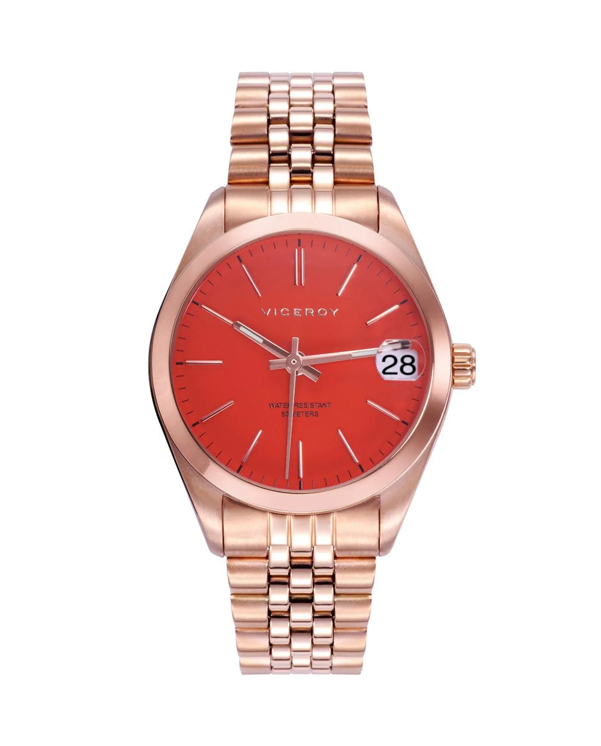 Reloj de mujer Chic de acero con esfera naranja IP rosa