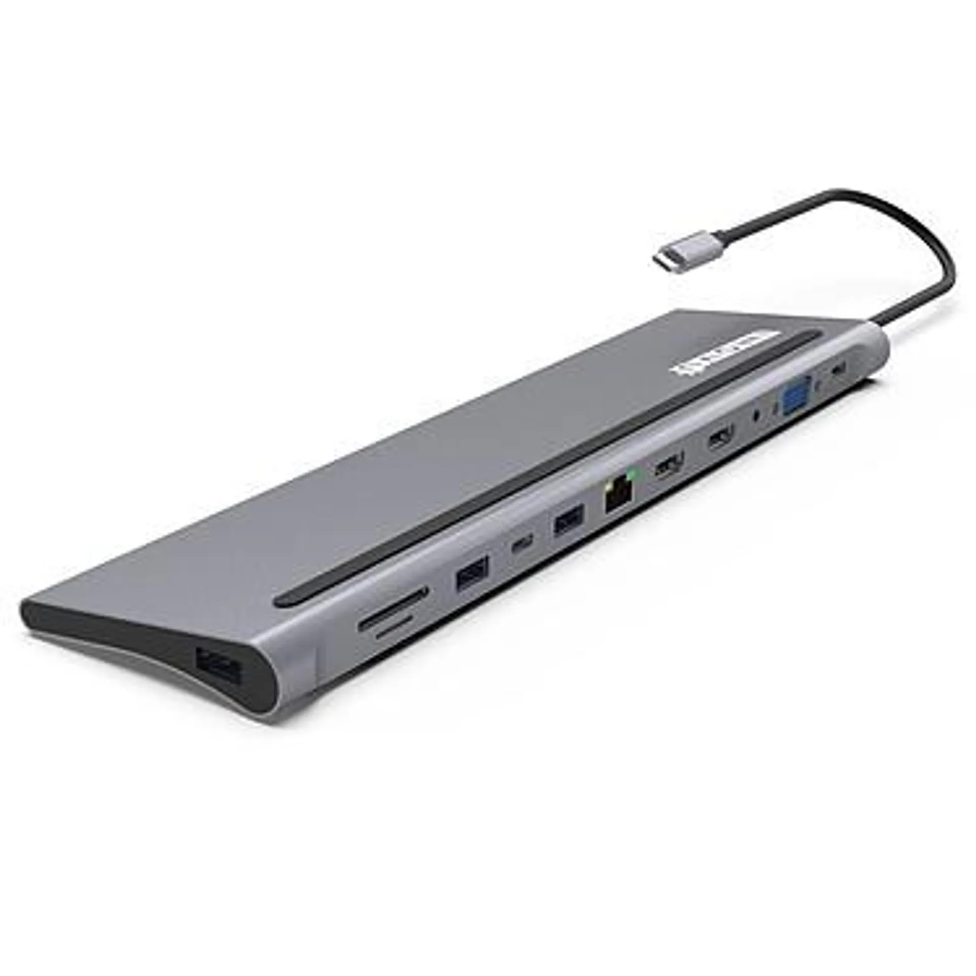 Estación de acoplamiento USB-C con 2 puertos HDMI/VGA/USB 2.0/3x USB 3.0/Ethernet Gigabit/Audio/microSD/SD/USB-C con Power Delivery de 100 W (18 cm)